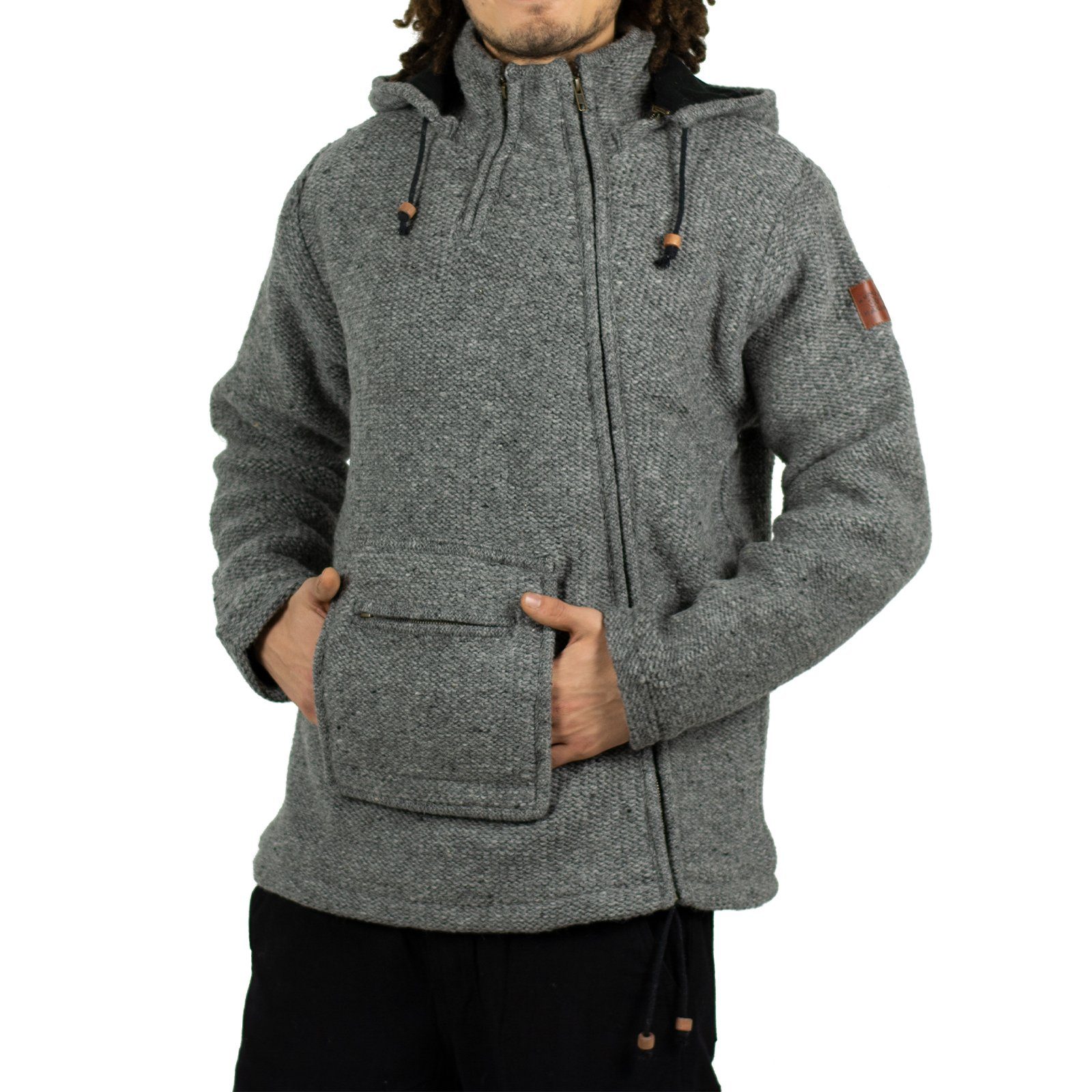 KUNST UND MAGIE Kapuzenstrickjacke Kunst & Magie Unisex Strick- Wolljacke abnehmbare Kapuze
