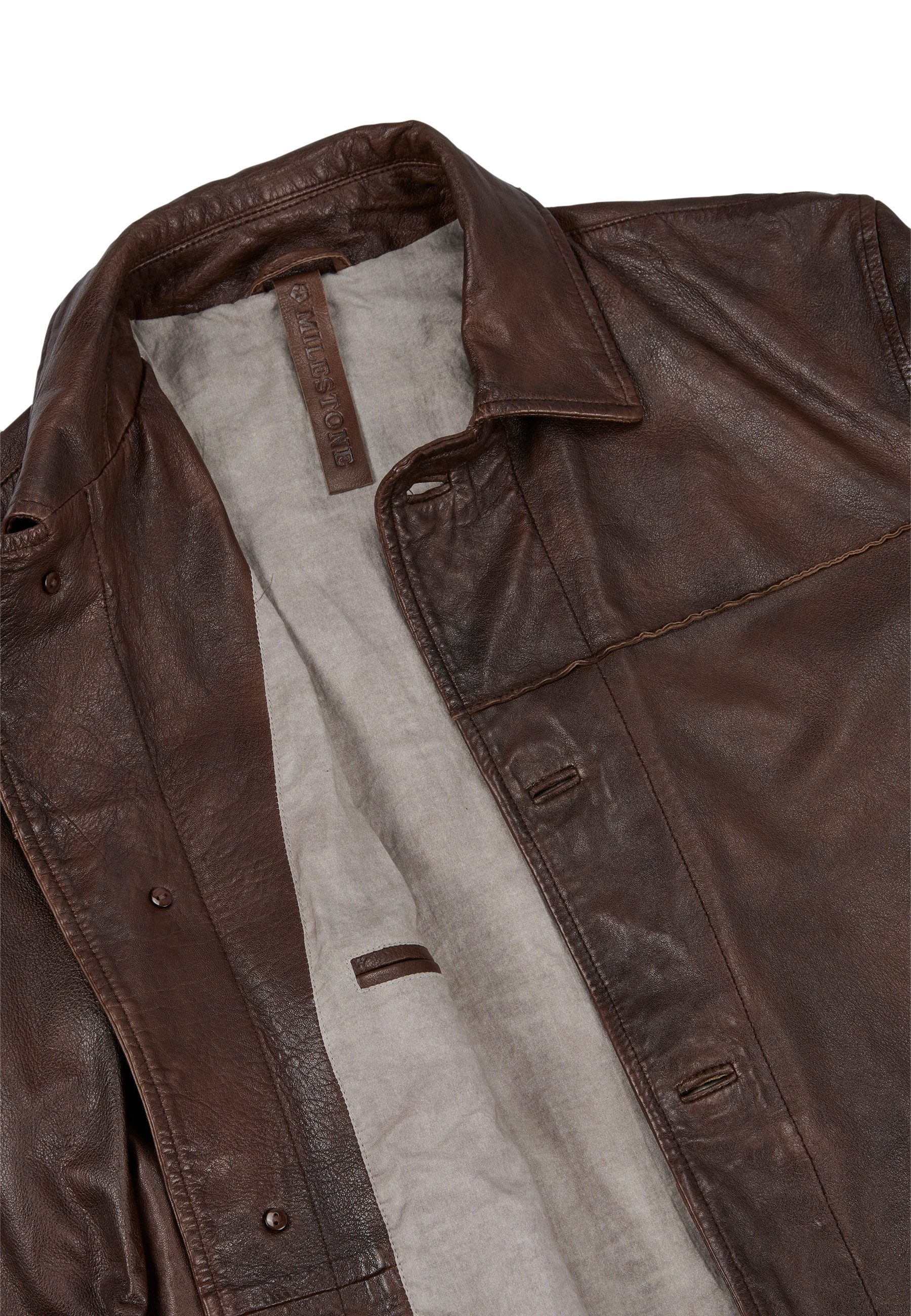Milestone Lederjacke MSHampton aus planzlich gegerbtem Lammleder mit Knopfleiste