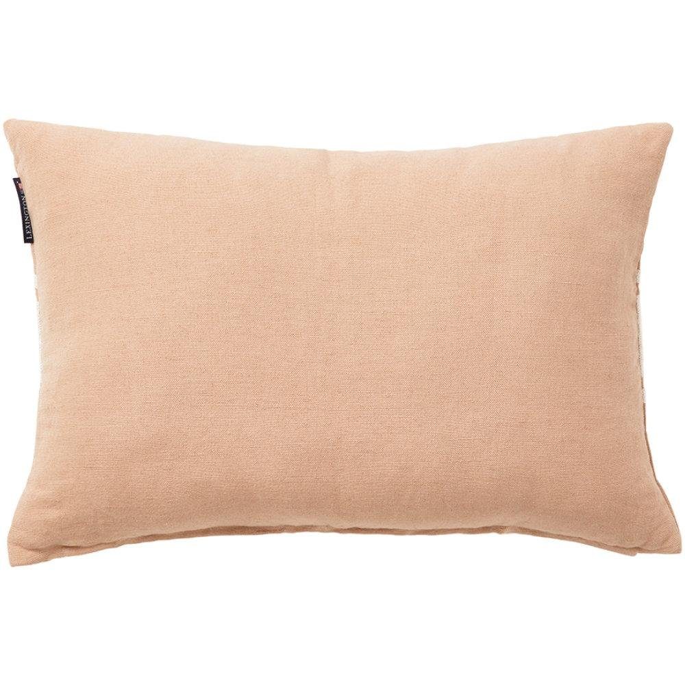 Lexington Kissenhülle LEXINGTON Kissen Embroidery Center Striped Linen-Cotton Beige-Off Whit