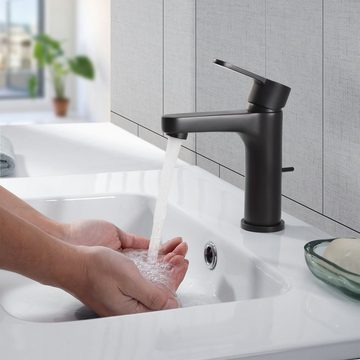 CECIPA Waschtischarmatur Wasserhahn Bad mit Zugstangen, Waschbecken Armaturen Höhe 112MM (1-St)