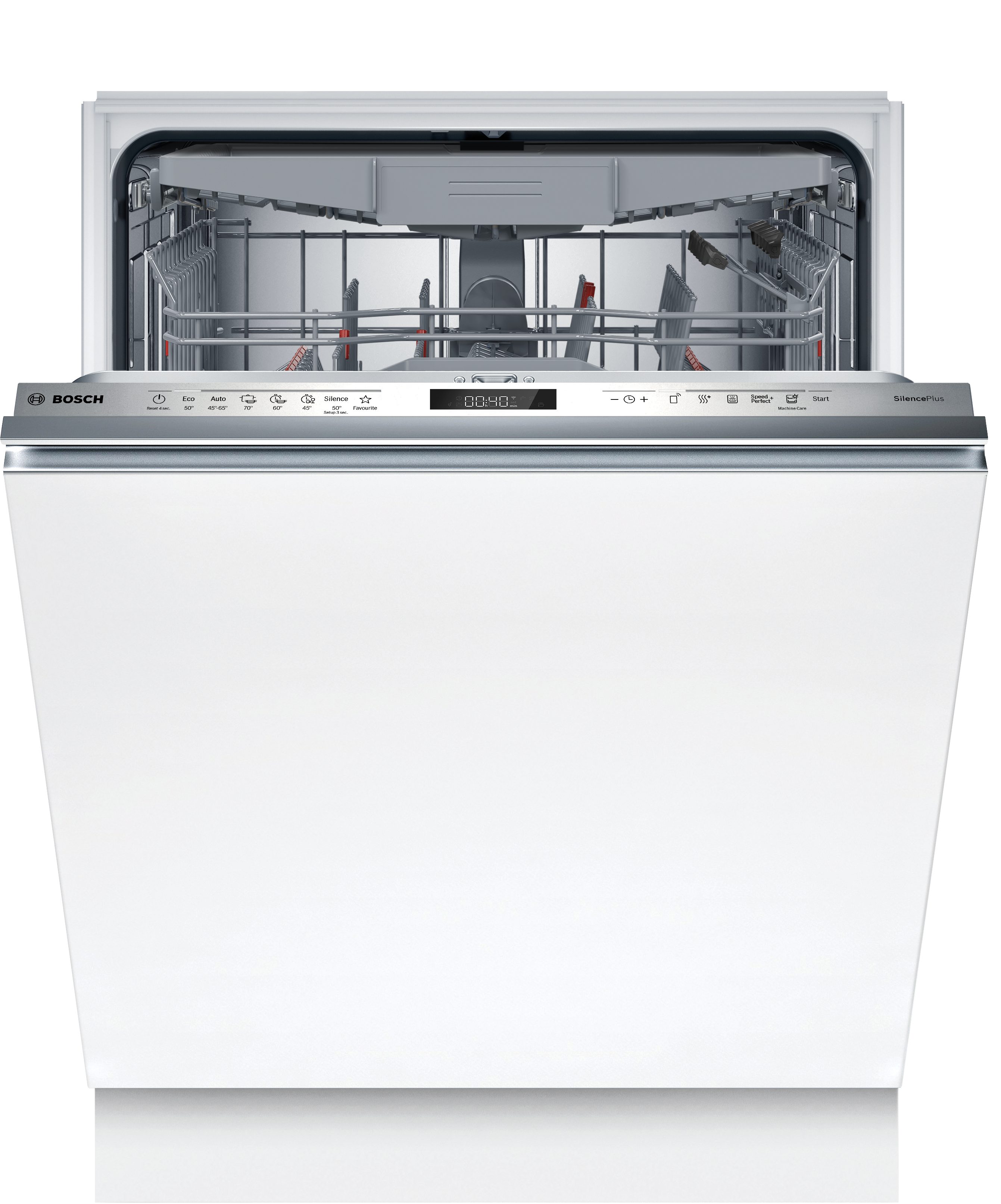 BOSCH vollintegrierbarer Geschirrspüler Serie 6 SMD6ECX21E, 14 Maßgedecke, Automatische Türöffnung für Effizienz, flexible Körbe & Schubladen