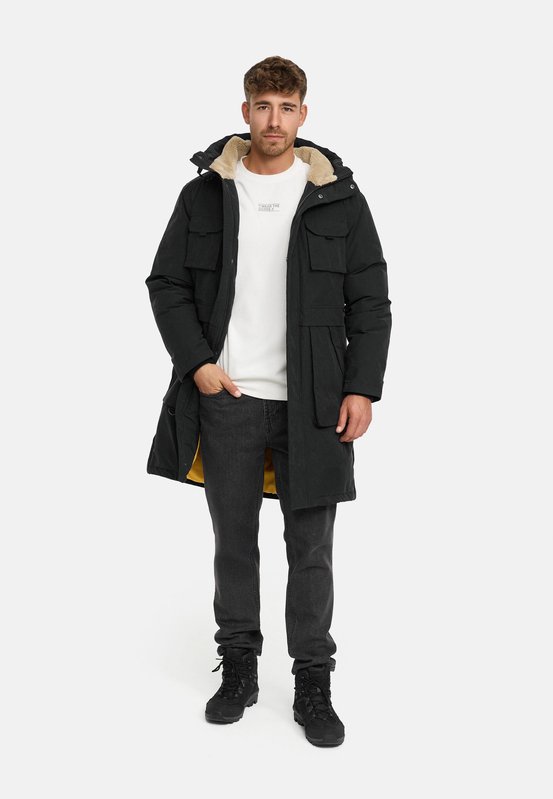 Indicode Winterjacke Herren INKristof Herrenparka Herrenjacke Langer Parka mit wärmender Wattierung