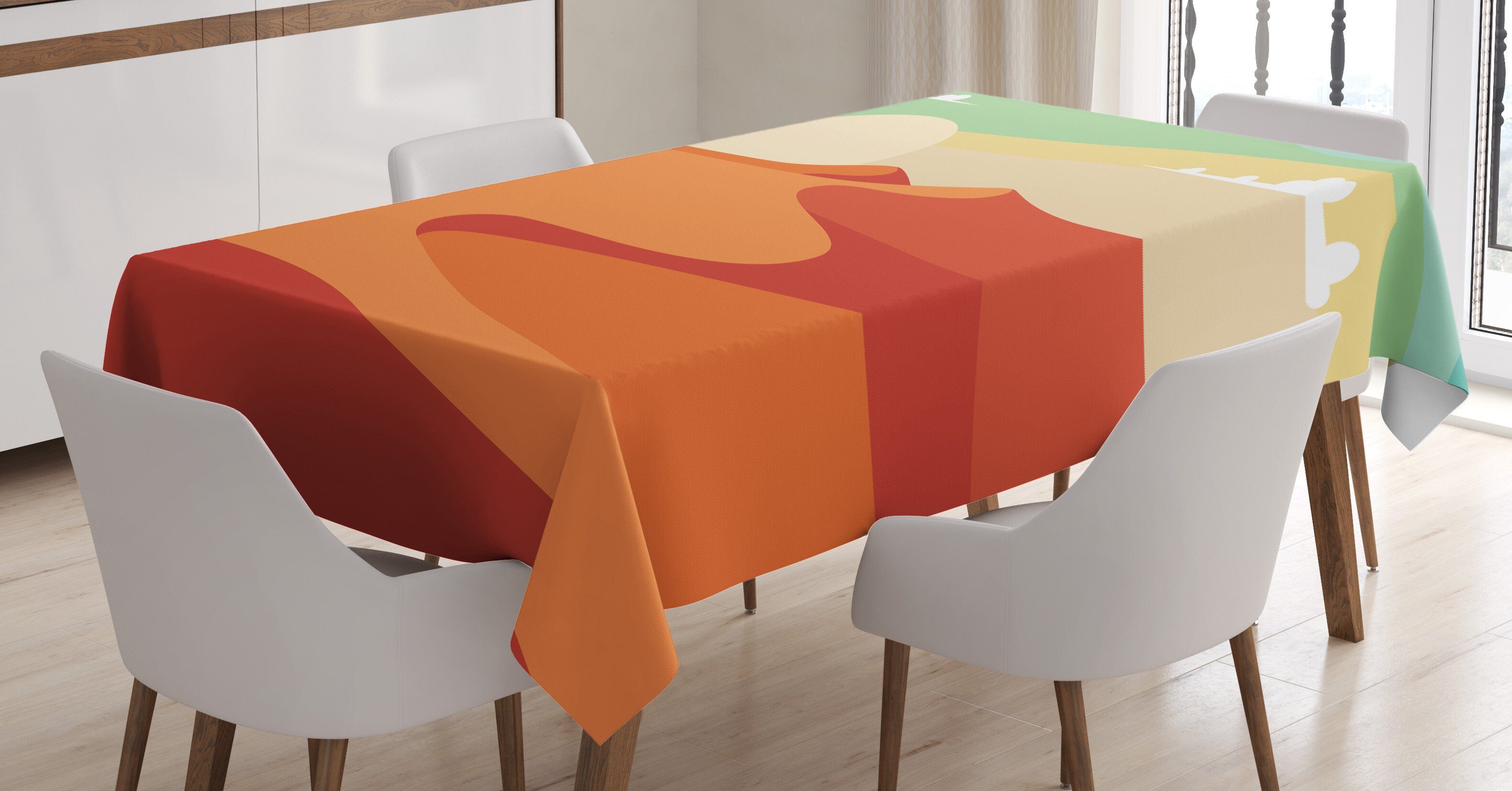 Abakuhaus Tischdecke Farbfest Waschbar Für den Außen Bereich geeignet Klare Farben, Düne Abstrakt Wüste und Himmel-Kunst