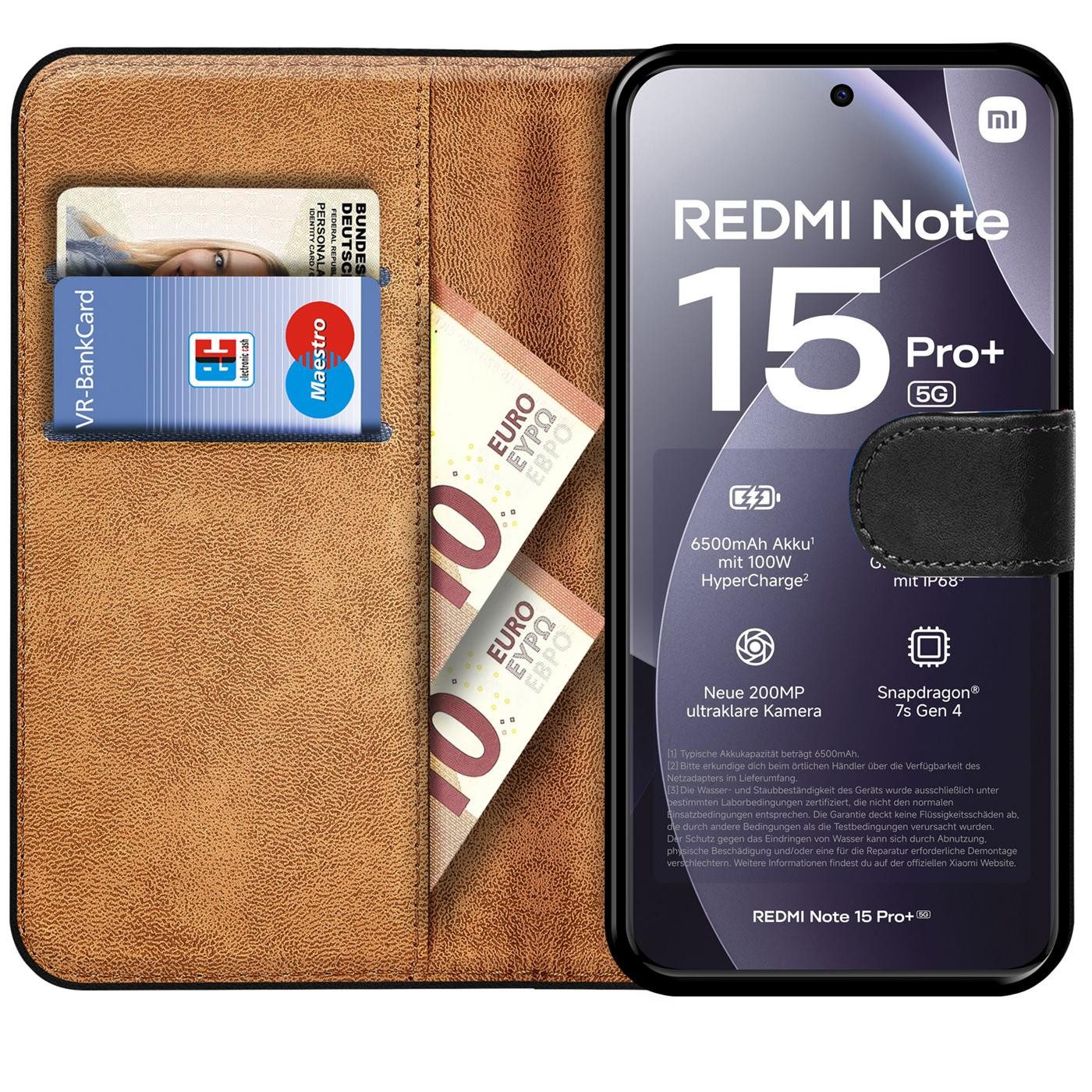 CoolGadget Handyhülle Book Case Handy Tasche für Xiaomi Redmi Note 15 Pro+ 5G 6,83 Zoll, Hülle Klapphülle Flip Cover für Redmi Note 15 Pro Plus 5G Schutzhülle