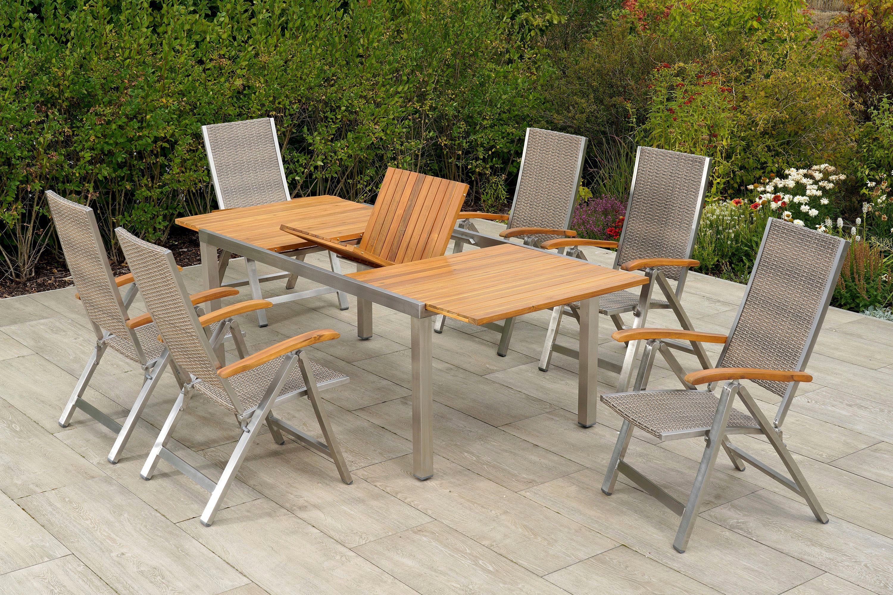 MERXX GartenEssgruppe San Severo, (7tlg), Sitzgruppe für 6 Personen