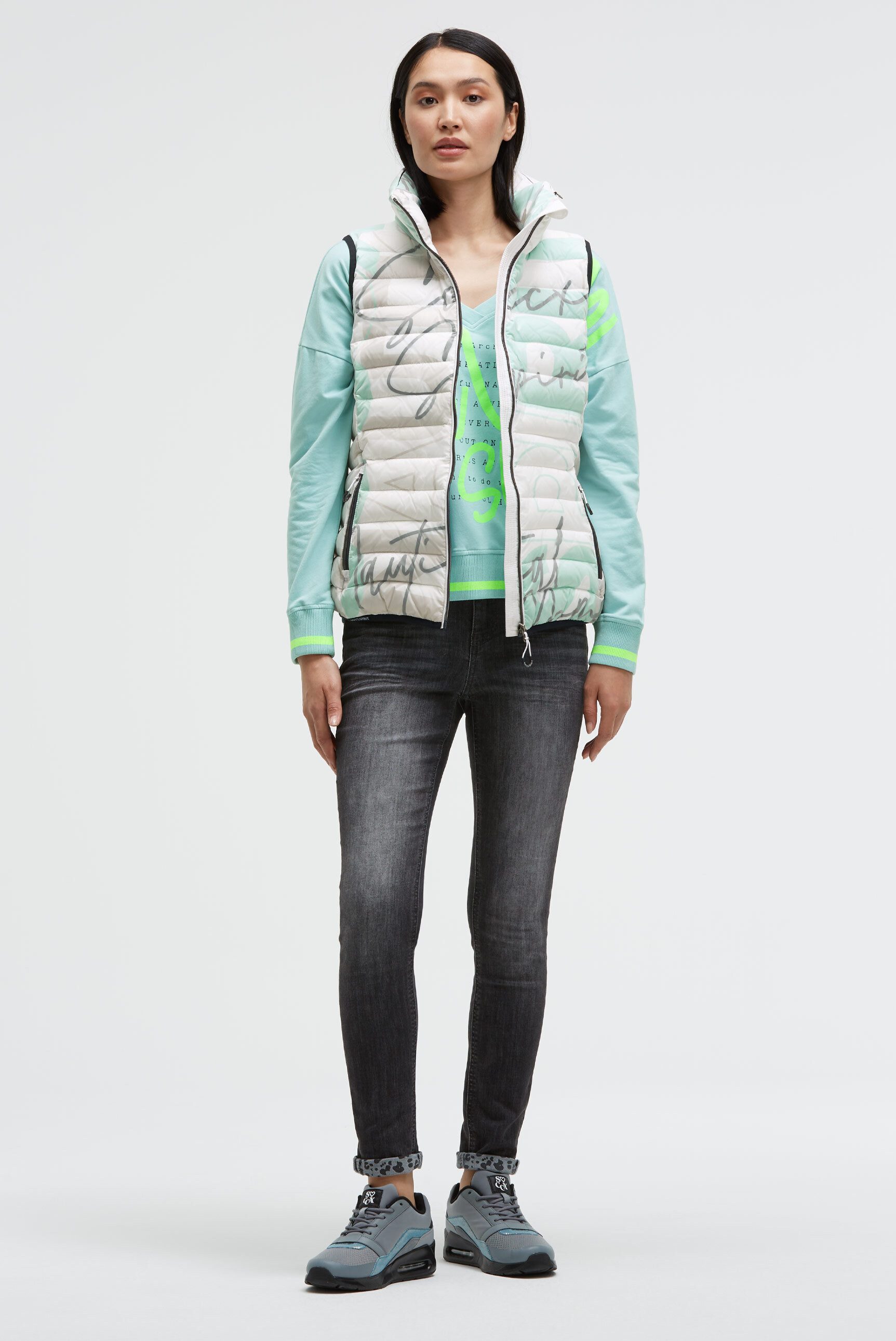 SOCCX Steppweste mit integrierter Kapuze im Stehkragen