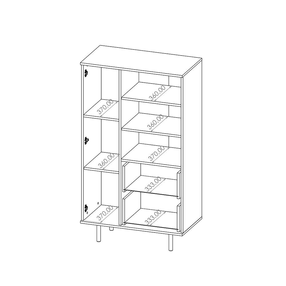 Lomadox Highboard NADOR-132, in Kaschmir, goldfarbene Metallgriffe und -füße – Bild 5 von 5