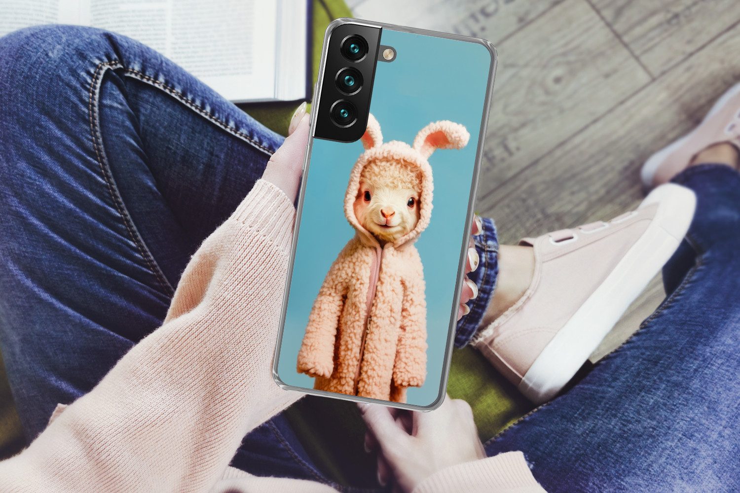MuchoWow Handyhülle für Samsung Galaxy S22 Plus Lamm - Osterhase - Kostüm, Phone Case, Silikon, Schutzhülle Dünn