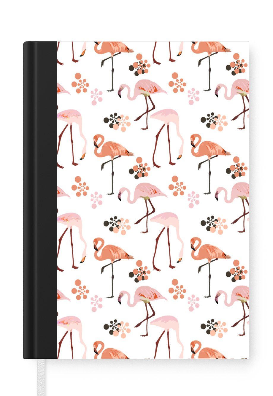 MuchoWow Notizbuch Muster - Flamingo - Blumen, Journal, Merkzettel, Tagebuch, Notizheft, A5, 98 Seiten, Haushaltsbuch | Notizbücher