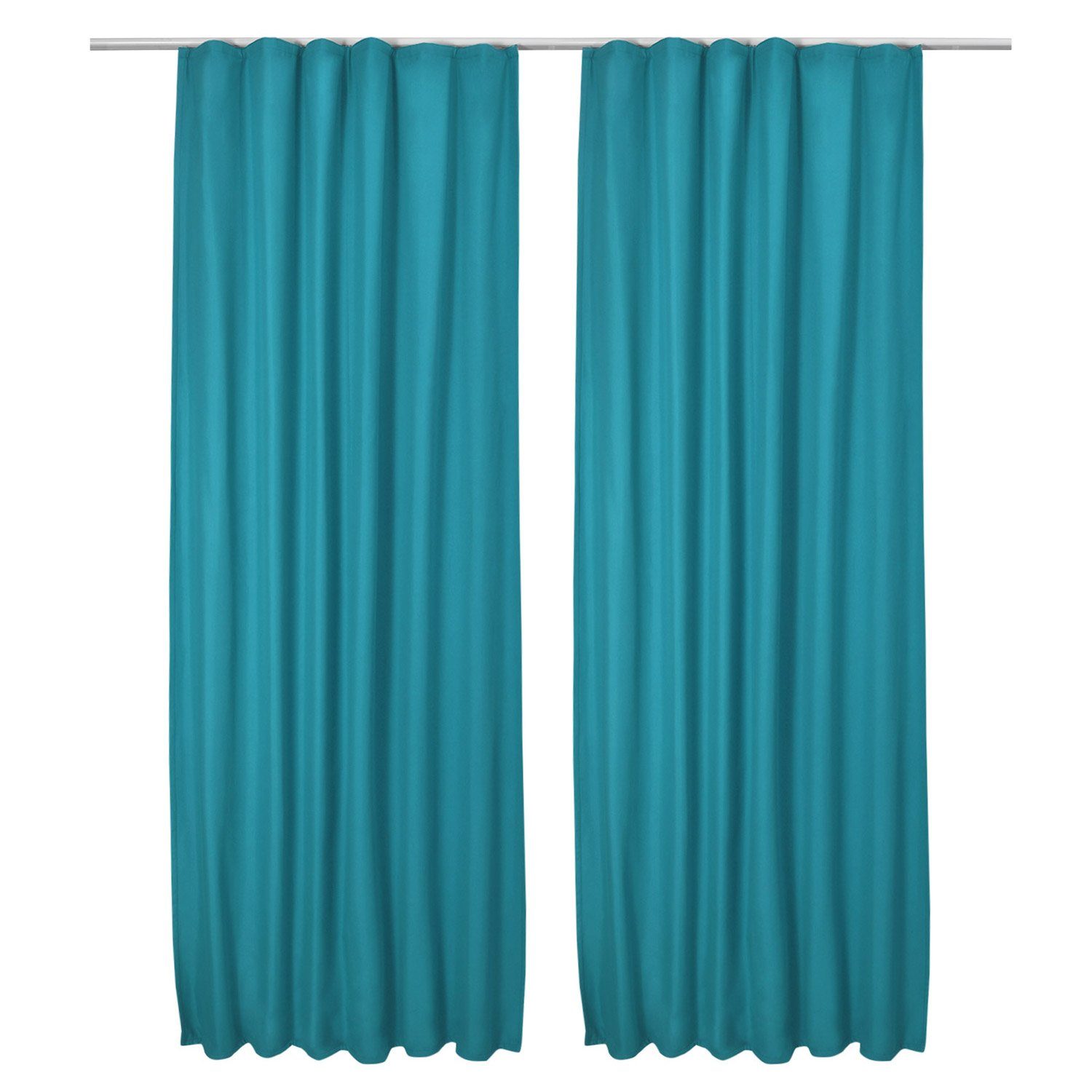 Beautissu Vorhang 2er Set Thermovorhang Gardine Türkis Amelie TK, 140x245cm, Vorhang isolierend Kälte- & Hitzeschutz Universalband Verdunkelnd