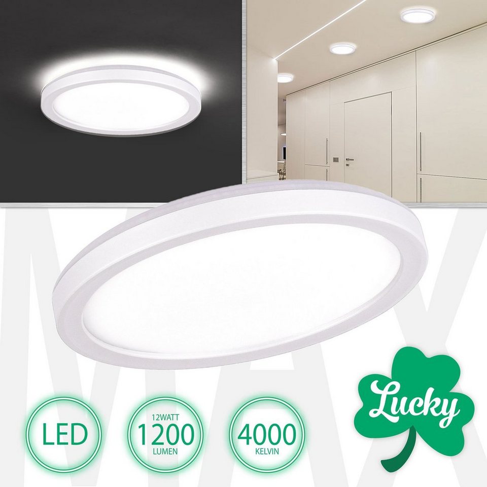 Maxkomfort LED Deckenleuchte Lucky, LED fest integriert, Tageslichtweiß,  Neutralweiß, Deckenleuchte, Wandleuchte, Deckenlampe, Wandlampe, LED