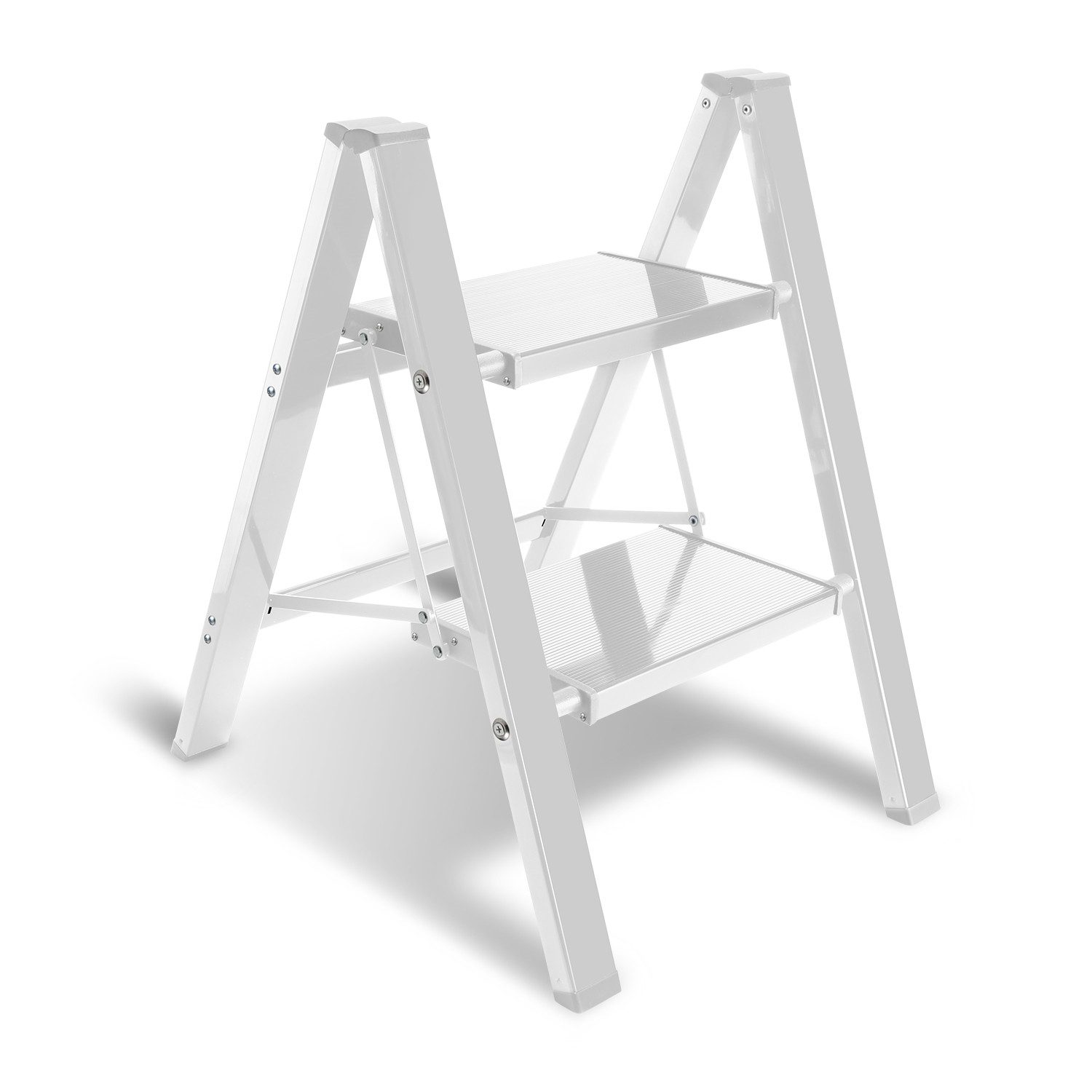 Clanmacy Trittleiter Stehleiter Trittleiter klappleiter 4 Stufen Haushaltsleiter Weiß