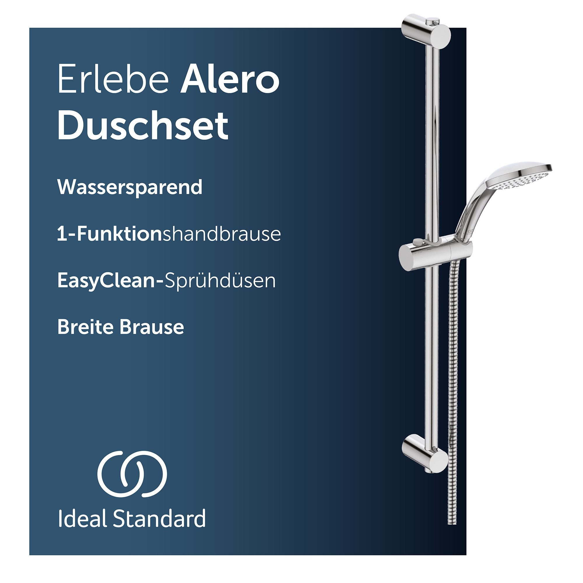 Ideal Standard Brausegarnitur Alero, Wassersparend, Breite Brause, Einfache Montage
