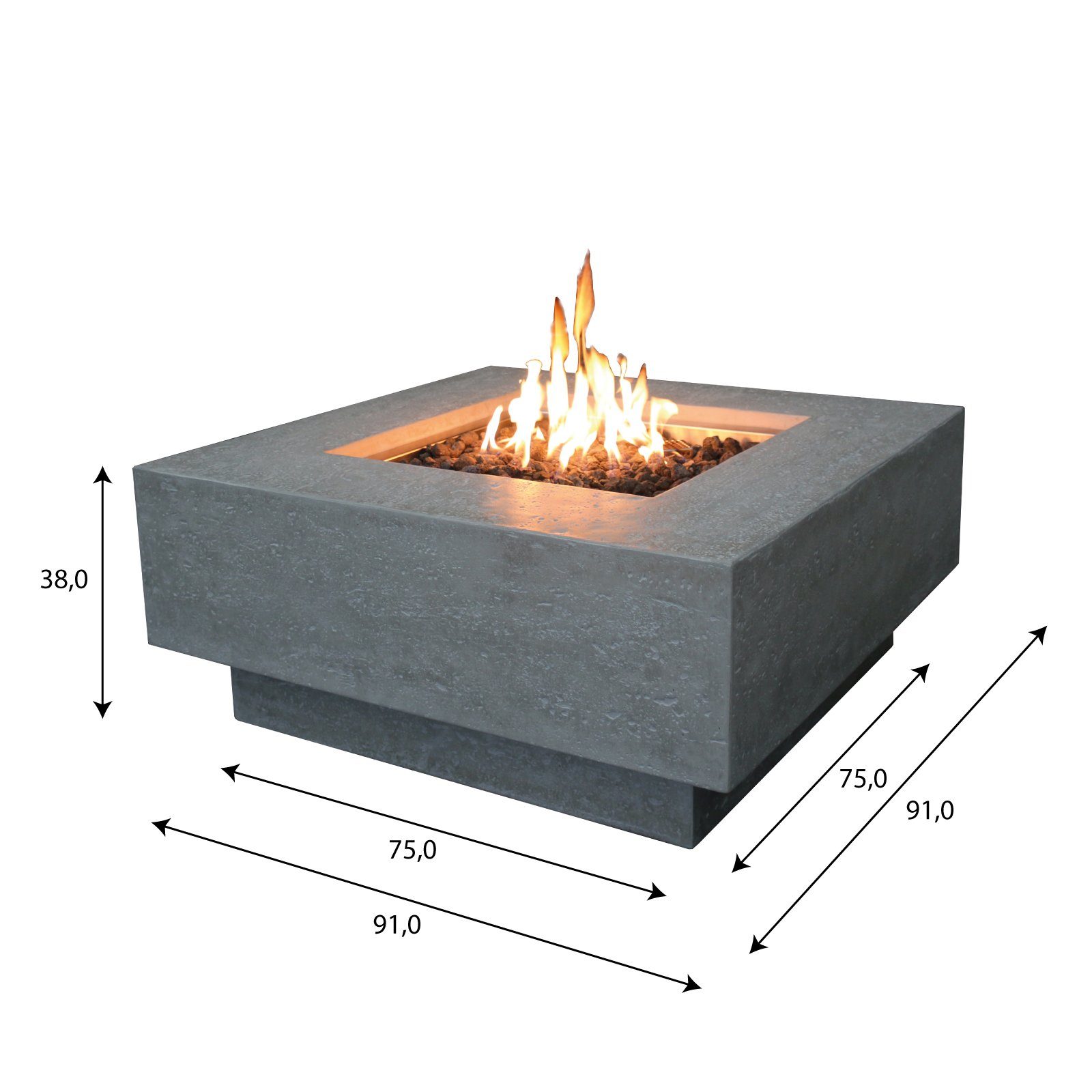 ELEMENTI Feuertisch Gasfeuerstelle "Raung" in Beton-Optik, modernes Design, langlebiges Produkt