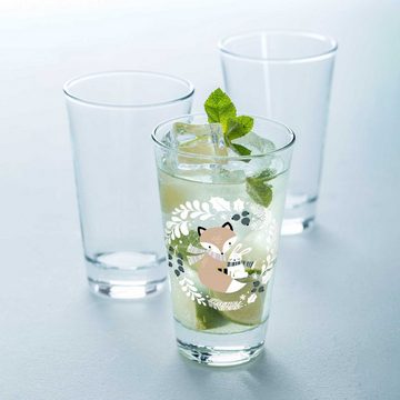 GRAVURZEILE Glas Wasserglas mit UV-Druck - Winterfuchs - Geschenk zu Weihnachten -, Glas