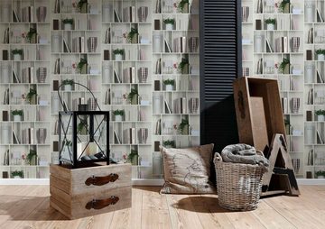 living walls Vliestapete Authentic Walls, glatt, Motiv, matt, realistisch, urban, (1 St), GlitzertapeteTapete Barock Grau Beige Silber mit Ornamenten