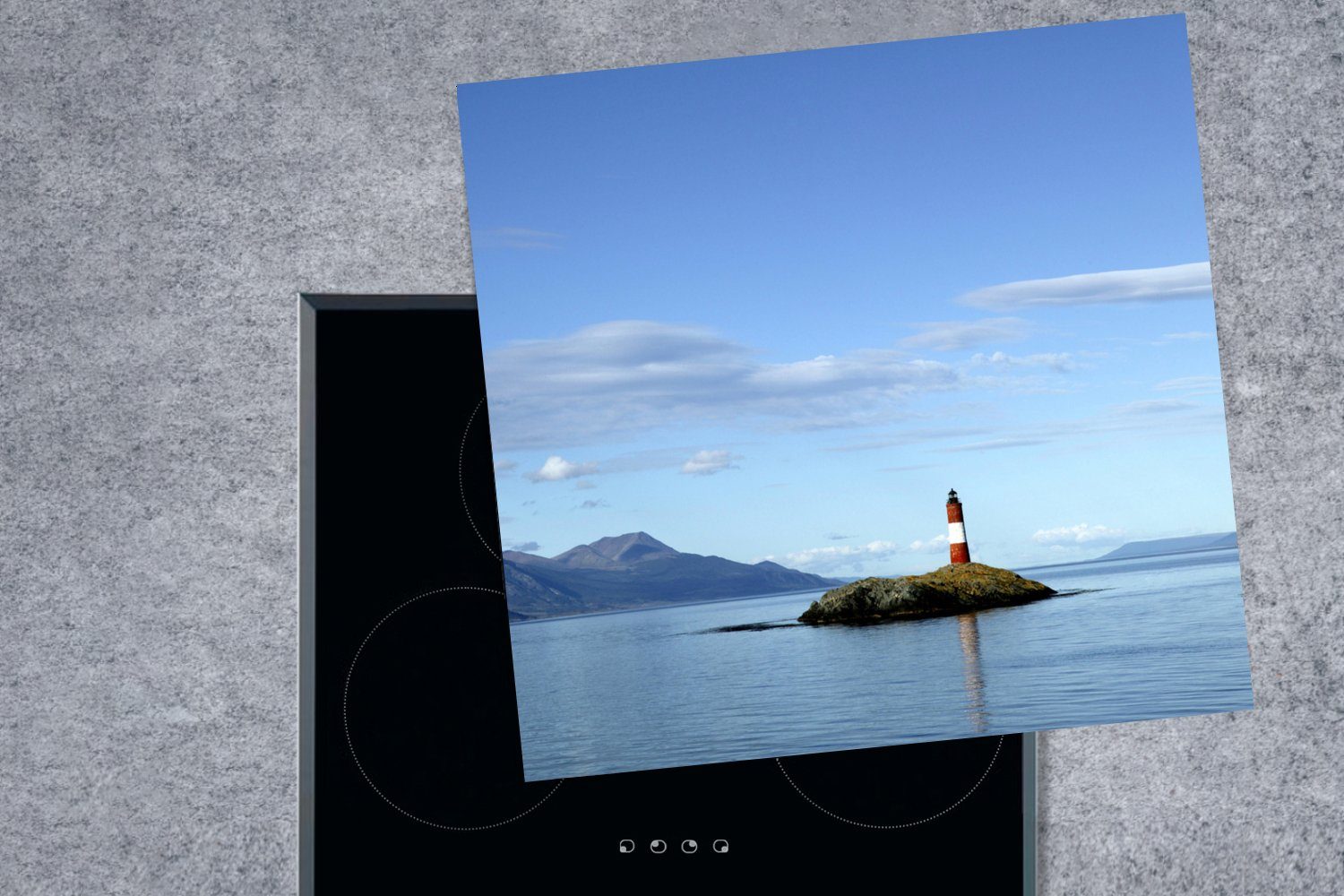 Herdblende-/Abdeckplatte - Meer, für MuchoWow - (1 Insel cm, 78x78 Leuchtturm Arbeitsplatte küche Ceranfeldabdeckung, tlg), Vinyl,