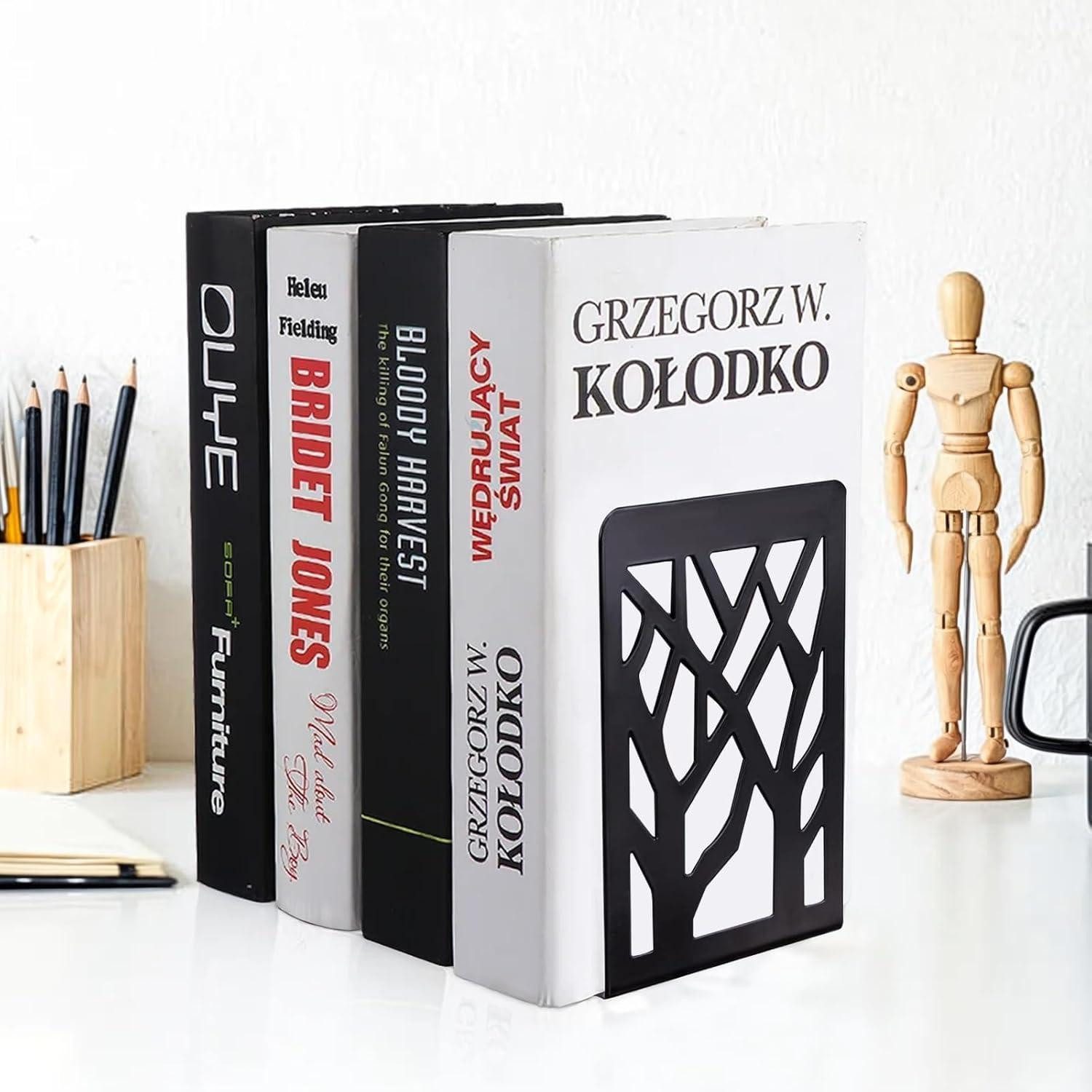 LuxusKollektion Buchstütze Buchstützen Metall Bäume Schwarz 1Paar