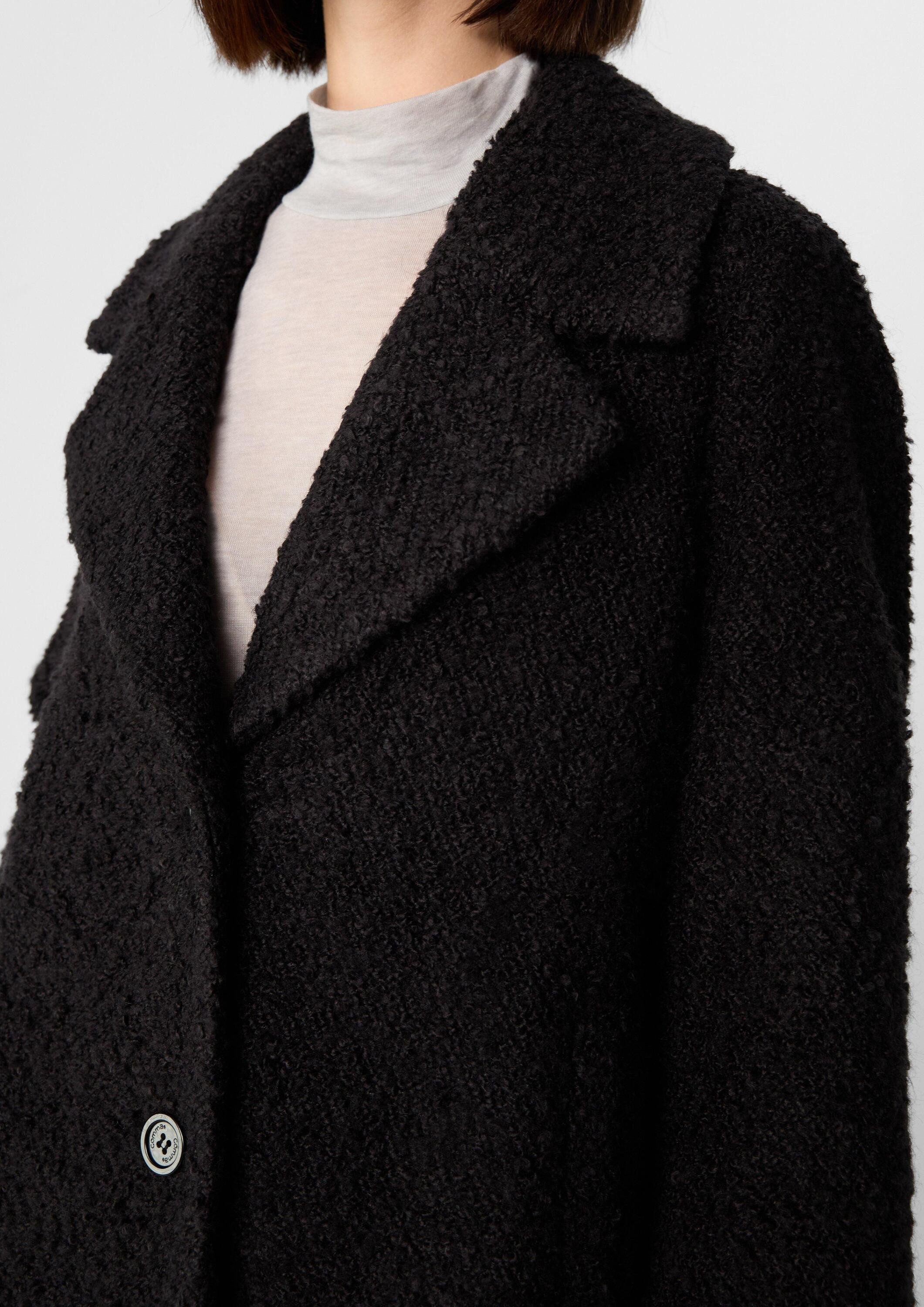 comma Funktionsjacke Outdoor-Jacke Kurze Boucléjacke mit Rippbündchen und Reverskragen