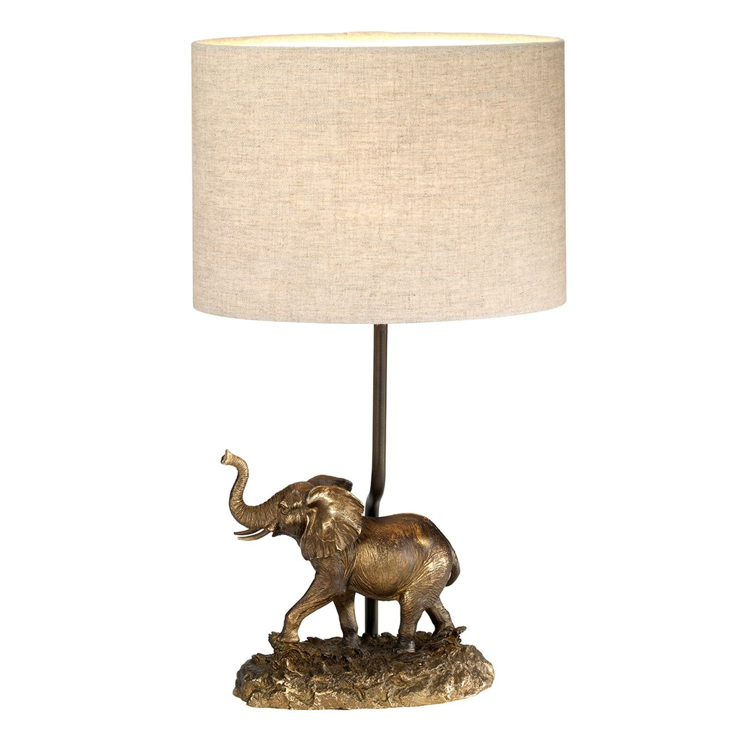 Licht-Erlebnisse Nachttischlampe ANIMIAL, ohne Leuchtmittel, Nachttischleuchte 45 cm Natur E27 Elefant Klassisch Beleuchtung