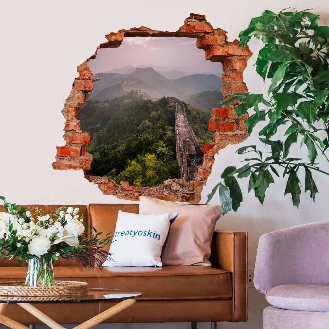 Chinesische Landschaft Mauerdurchbruch Aufkleber Wandbild K&L Art Wandtattoo Mauer, 3D Wall Wandtattoo selbstklebend Gebirge Colombo