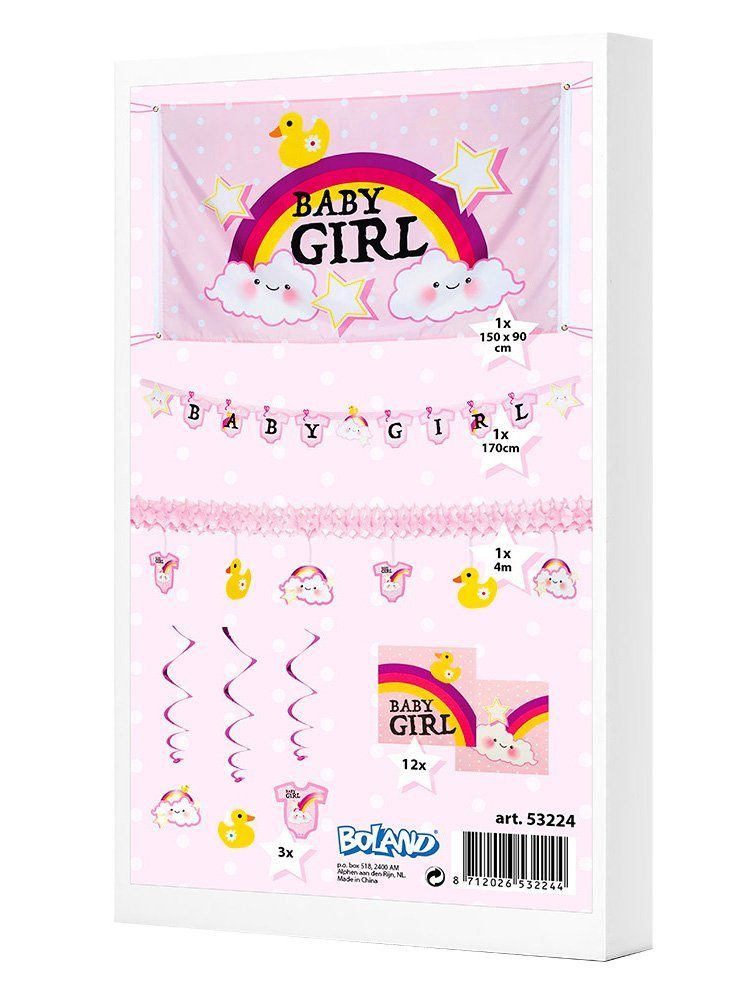 Boland Hängedekoration Baby Girl Deko-Set, Dekobox für Geburt, Babygeburtstag oder Pullerparty!