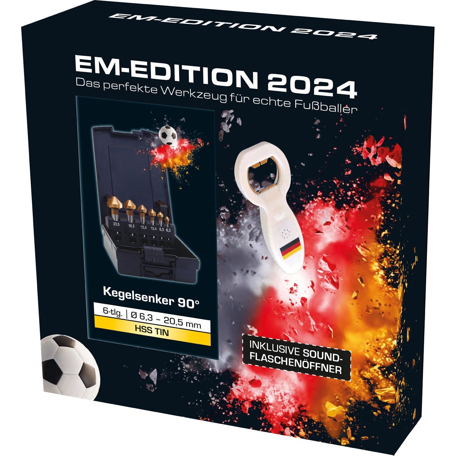 Exact Bohrer- und Bitset EXACT Kegelsenker-Set "EURO2024" Ø6,3-20,5mm, HSS-TIN, 90°, 6-tlg., D