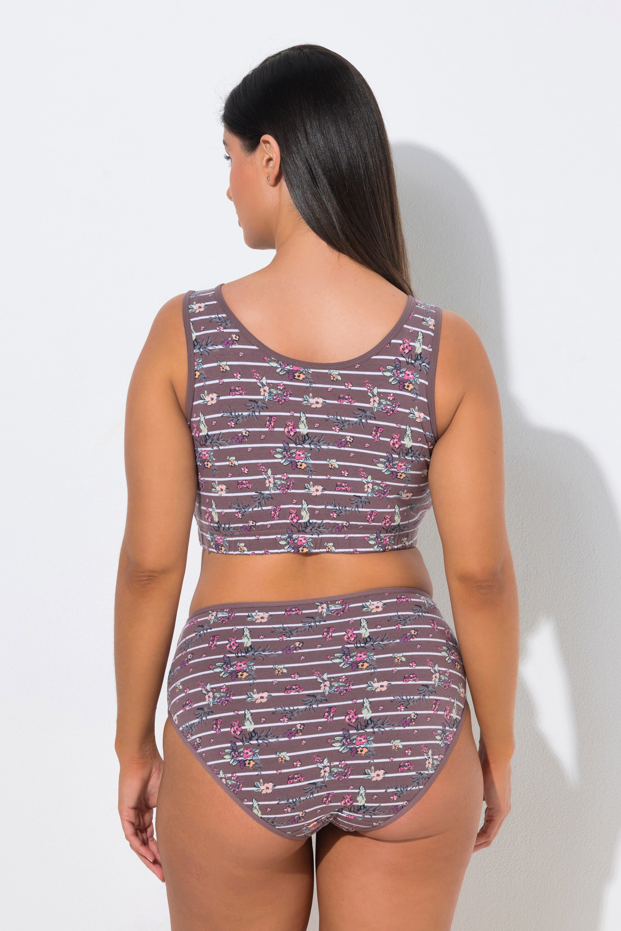 Ulla Popken Bustier Bustier Ringel/Blüten Rundhalsausschnitt