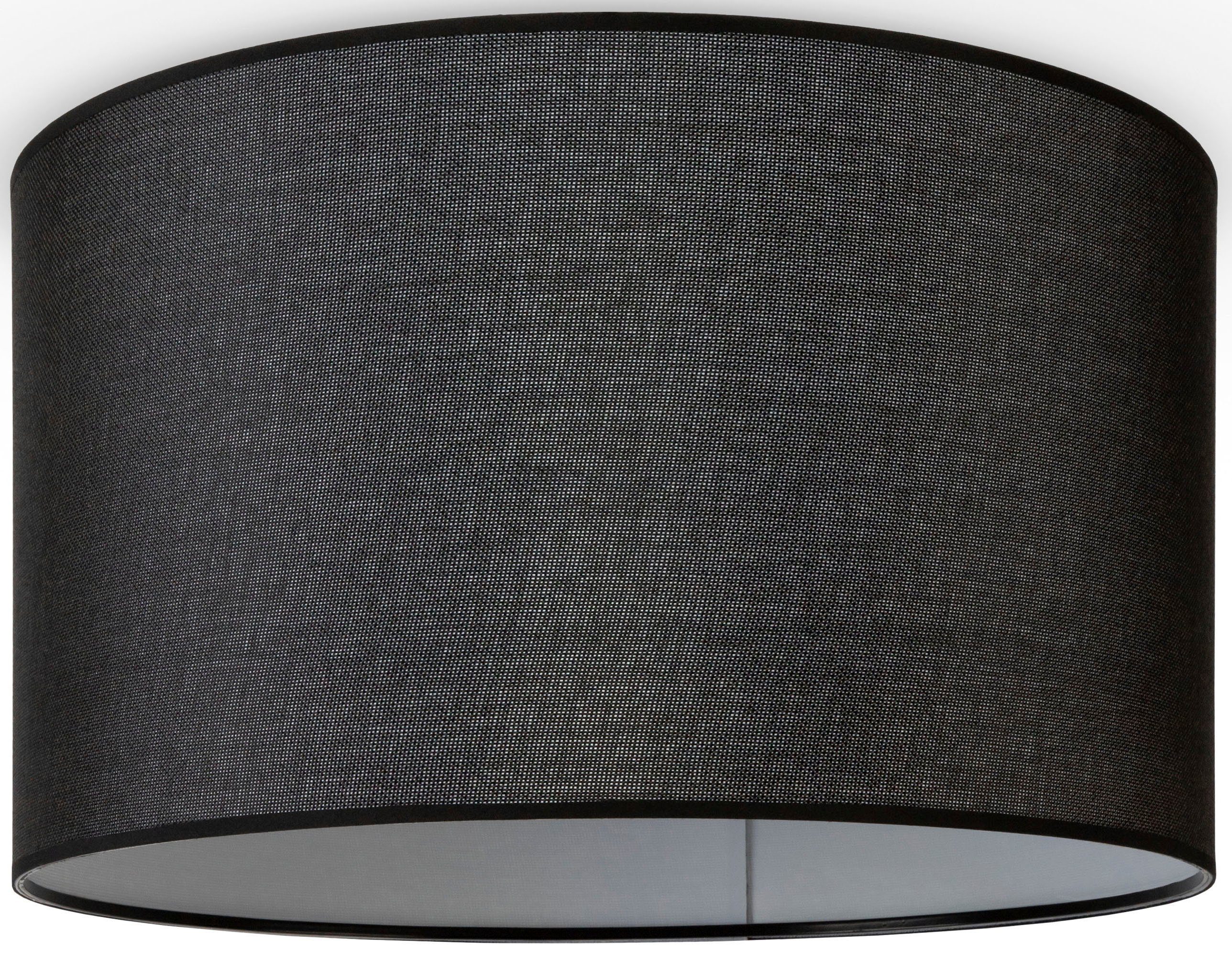 Paco Home Deckenleuchte HUGO CANVAS UNI COLOR, ohne Leuchtmittel, Esszimmer Stoffschirm Einfarbig Leinen Skandinavisch Deckenleuchte schwarz | Deckenlampen