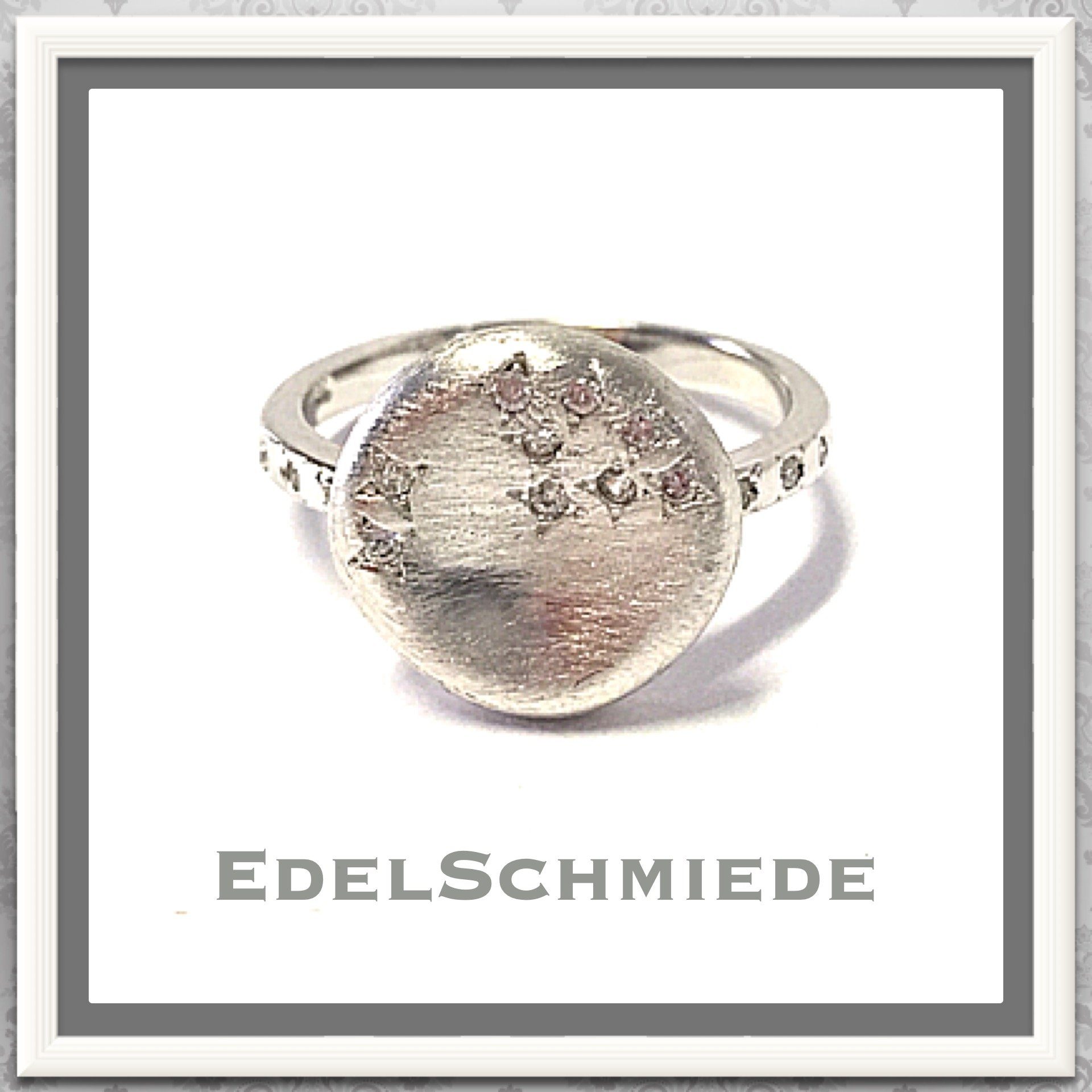Silberring Ring 925 Silber rhod mit Zirkonia - matt - Ringgröße 54