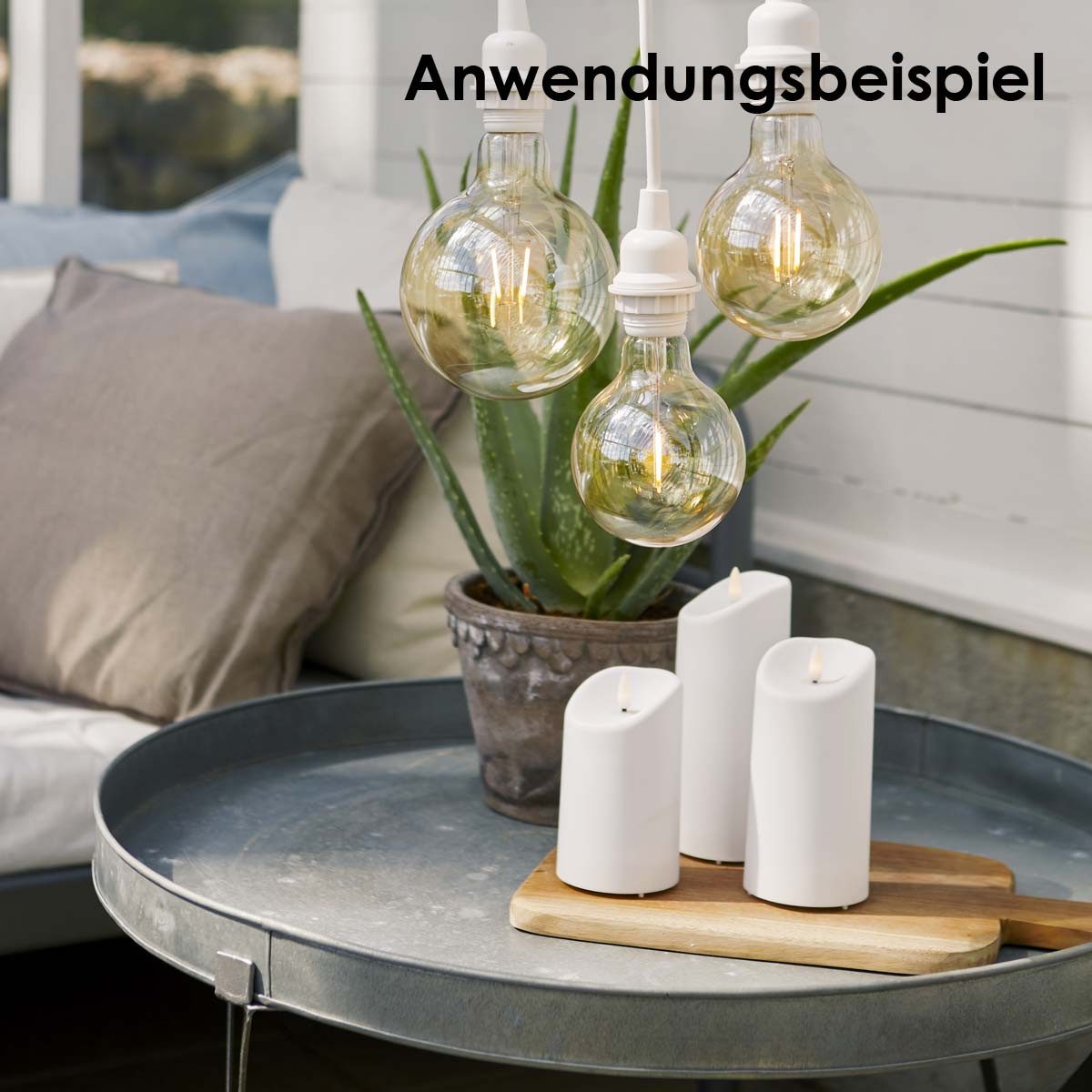 STAR TRADING LED-Kerze 3er Set LED Außen-Kerze 3D-FLAMME Timer warmweiß