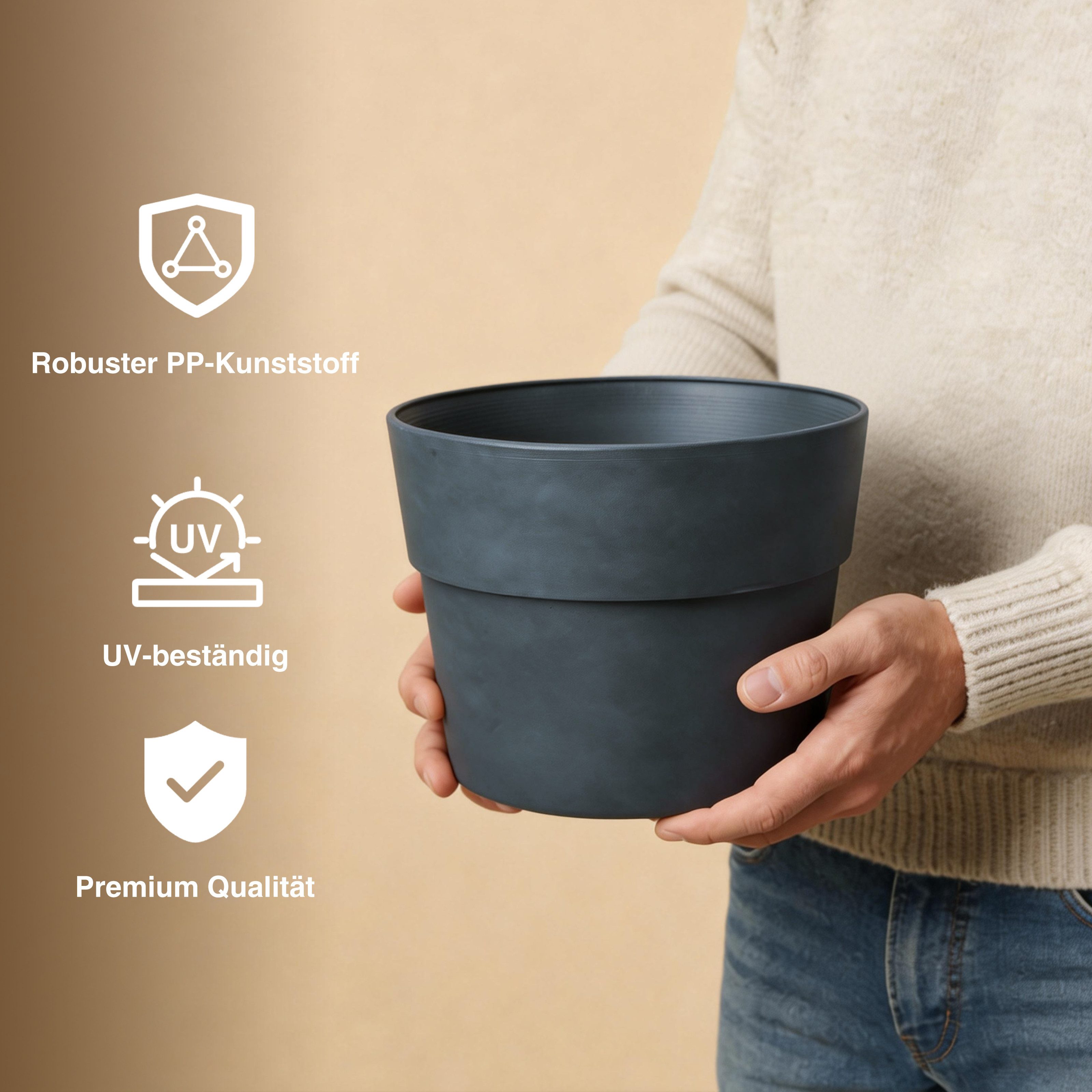 Zedelmaier Blumentopf 2er-Set Blumentopf mit extra Dicker Wand, mattierte Oberfläche