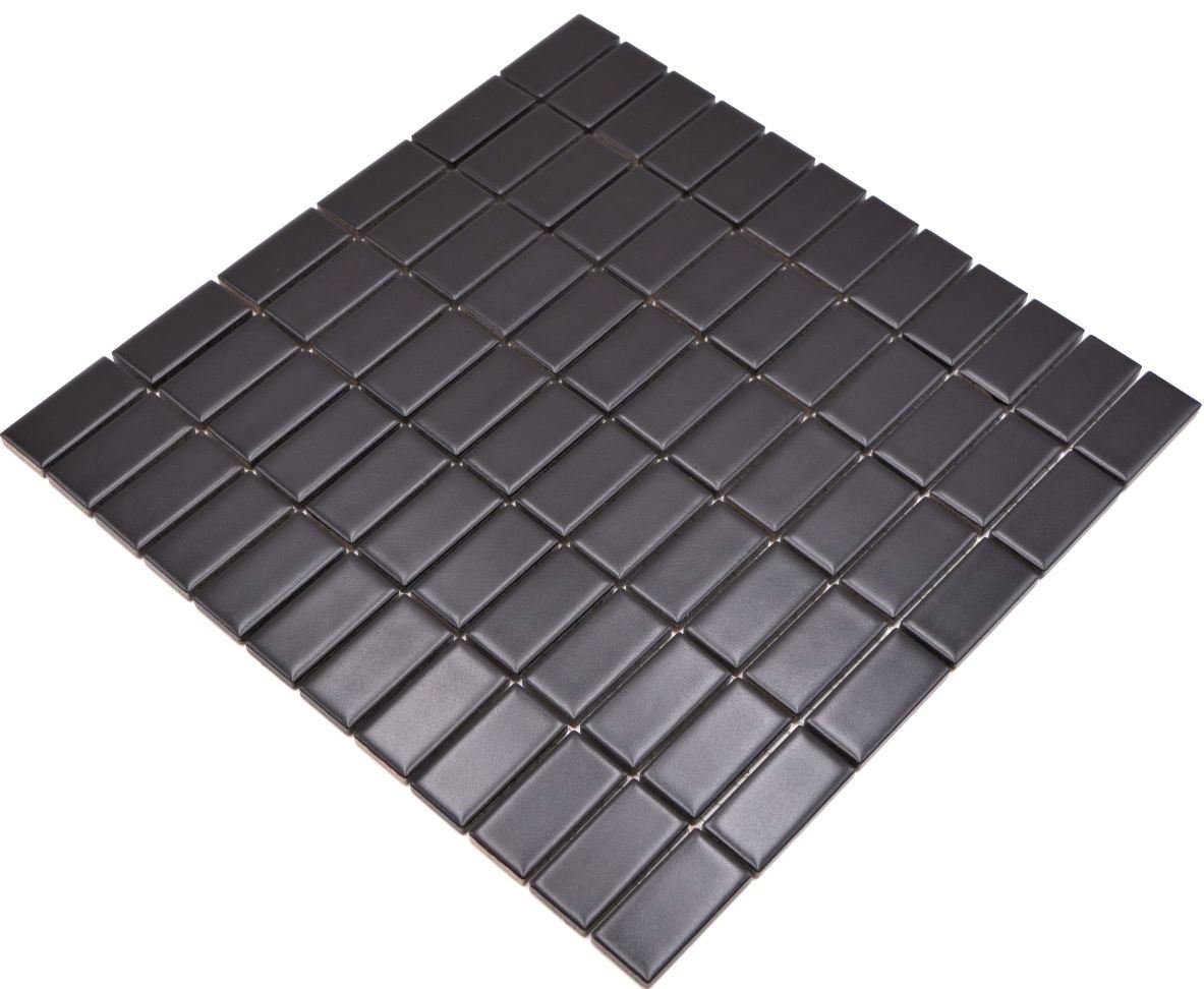 Mosani Mosaikfliesen Stäbchen Mosaik Fliese Keramik schwarz matt Fliese WC Bad