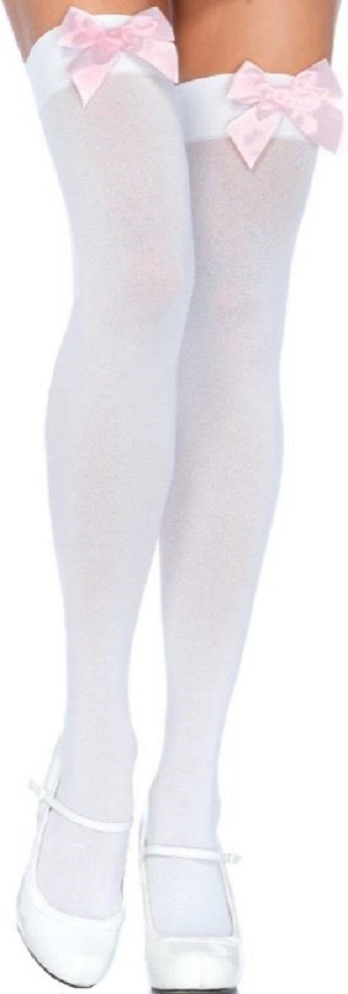 Leg Avenue Halterlose Strümpfe halterlose Strümpfe rosa mit rosa Schleifen Einheitsgröße