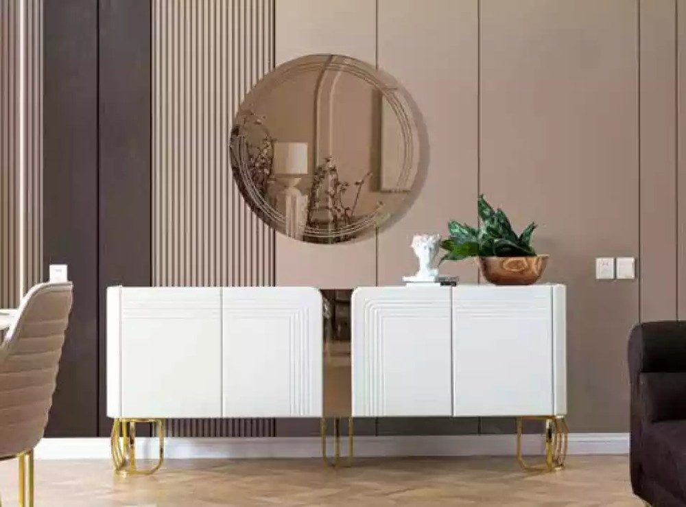 JVmoebel Anrichte Luxus modernes Holz Sideboard mit Spiegel in edlem Design (2 St., Sideboard + Spiegel), Made in Europa