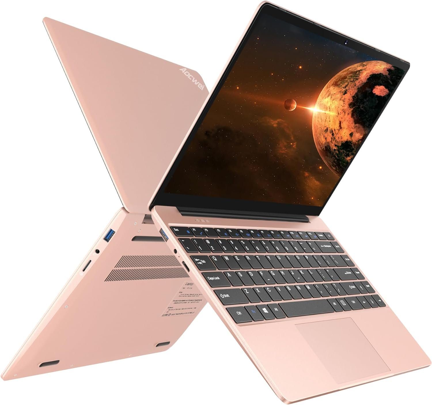 AOCWEI Laptop mit 5G WiFi FHD Bluetooth 4.2 Notebook (Intel Celeron, Intel N4020, 256 GB SSD, mit HDMI Kühlgebläse & Kabelloser Maus & Tastaturschutz(Deutscher)