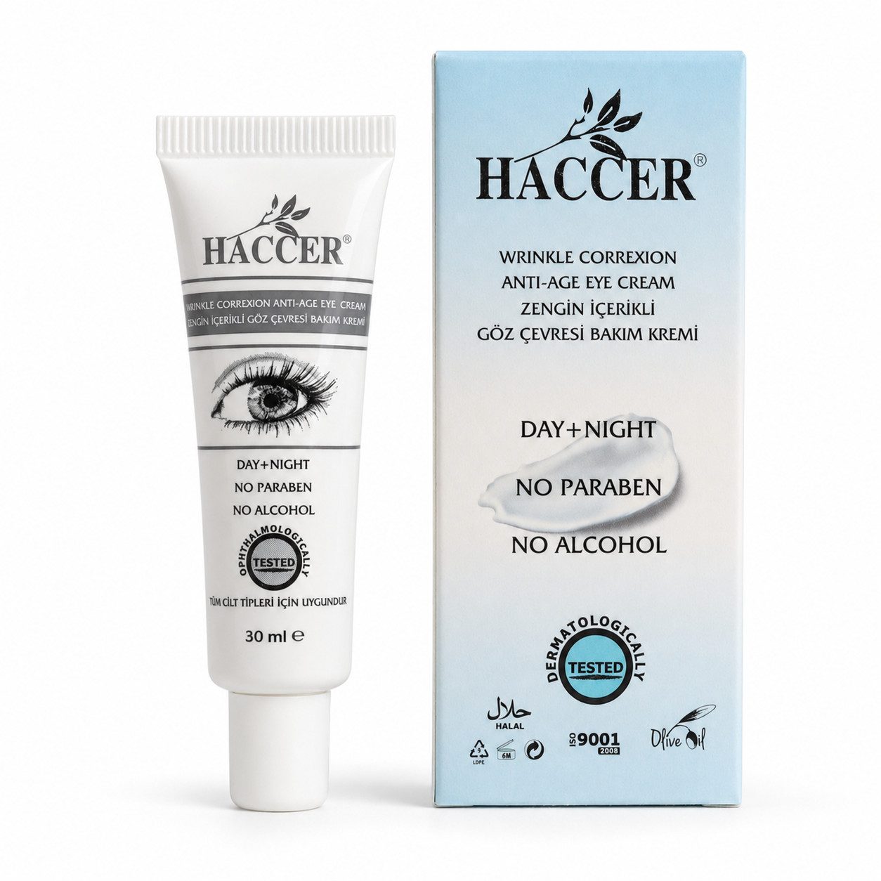 Haccer Augencreme Haccer Anti-Aging-Augencreme mit Olivenöl, Tag & Nacht, 30 ml