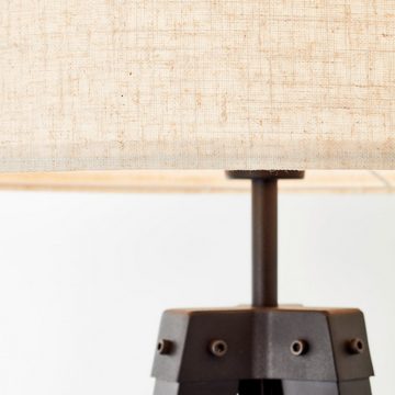 Lightbox Stehlampe, ohne Leuchtmittel, Dreibein Lampe, Stoff-Schirm - 148 cm Höhe, Ø 51cm, E27, schwarz/beige