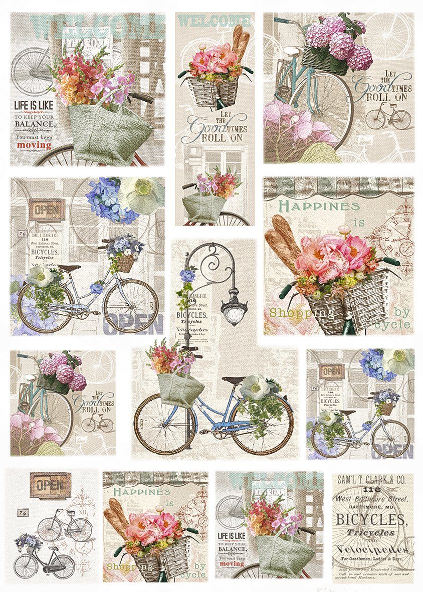 70 50 Motiv-Strohseide cm Bicycle, Renkalik Seidenpapier cm x