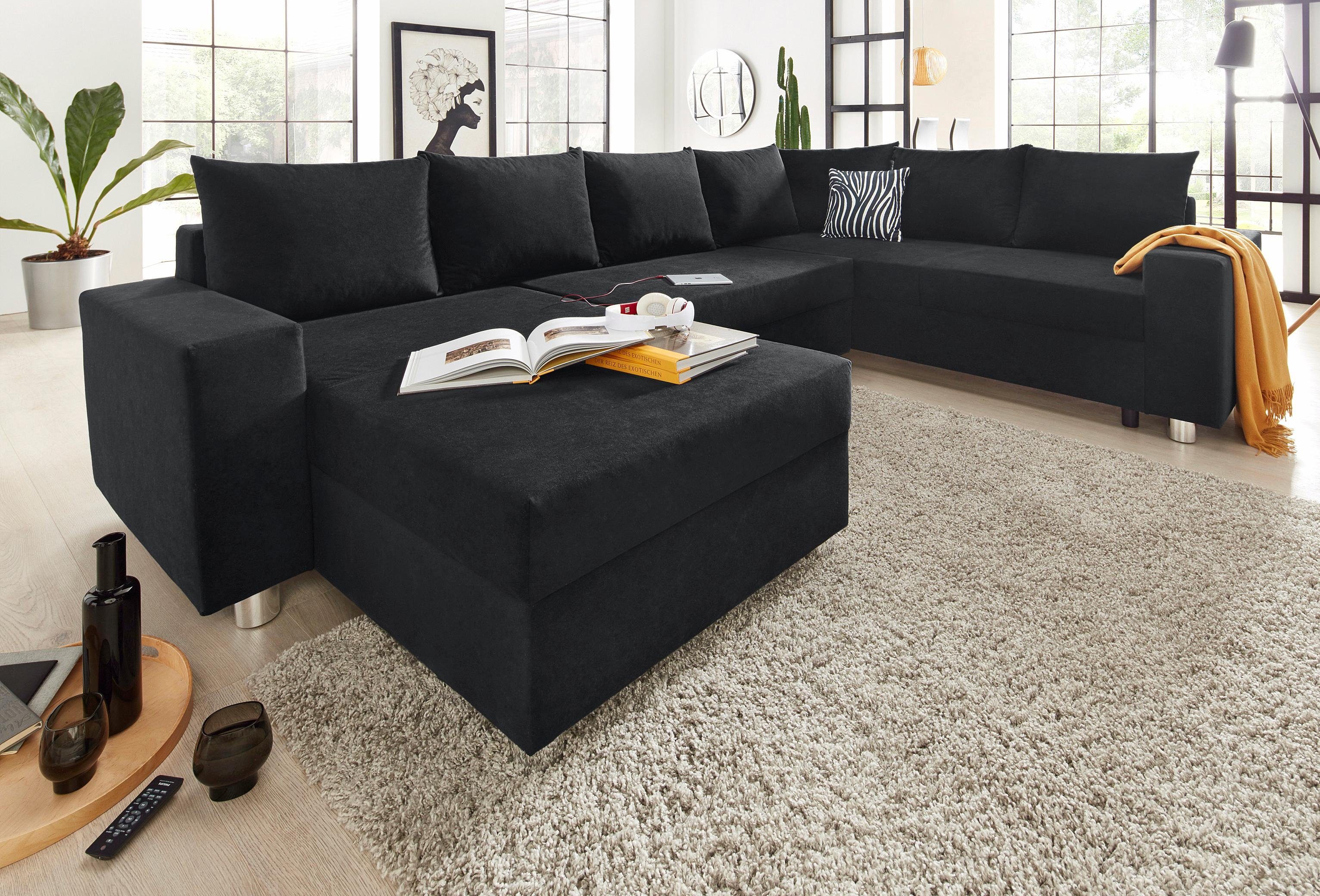 COLLECTION AB Wohnlandschaft Paris U-Form, B: 310 cm, Zierkissen & Federkern, optional Schlaffunktion & Bettkasten