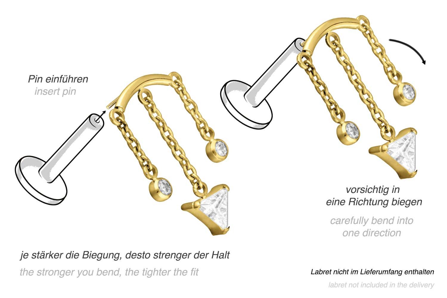 PIERCINGLINE Piercing-Set Titan Aufsatz mit Push Pin WINDSPIEL (Push Pins, 1-tlg)