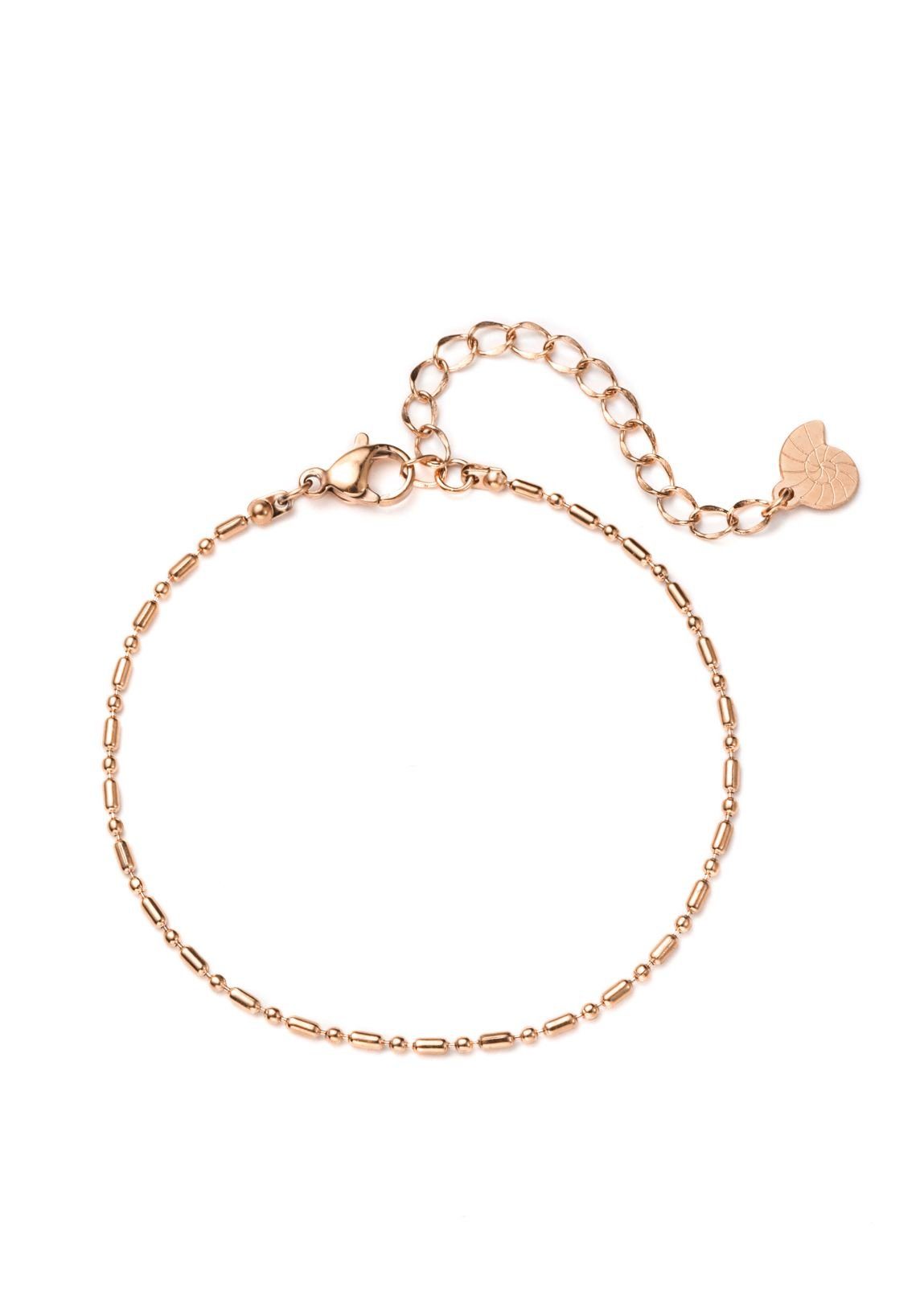 Edelstahlarmband Damen Kugel Stab, Kugelkette 18K Roségold Vergoldet