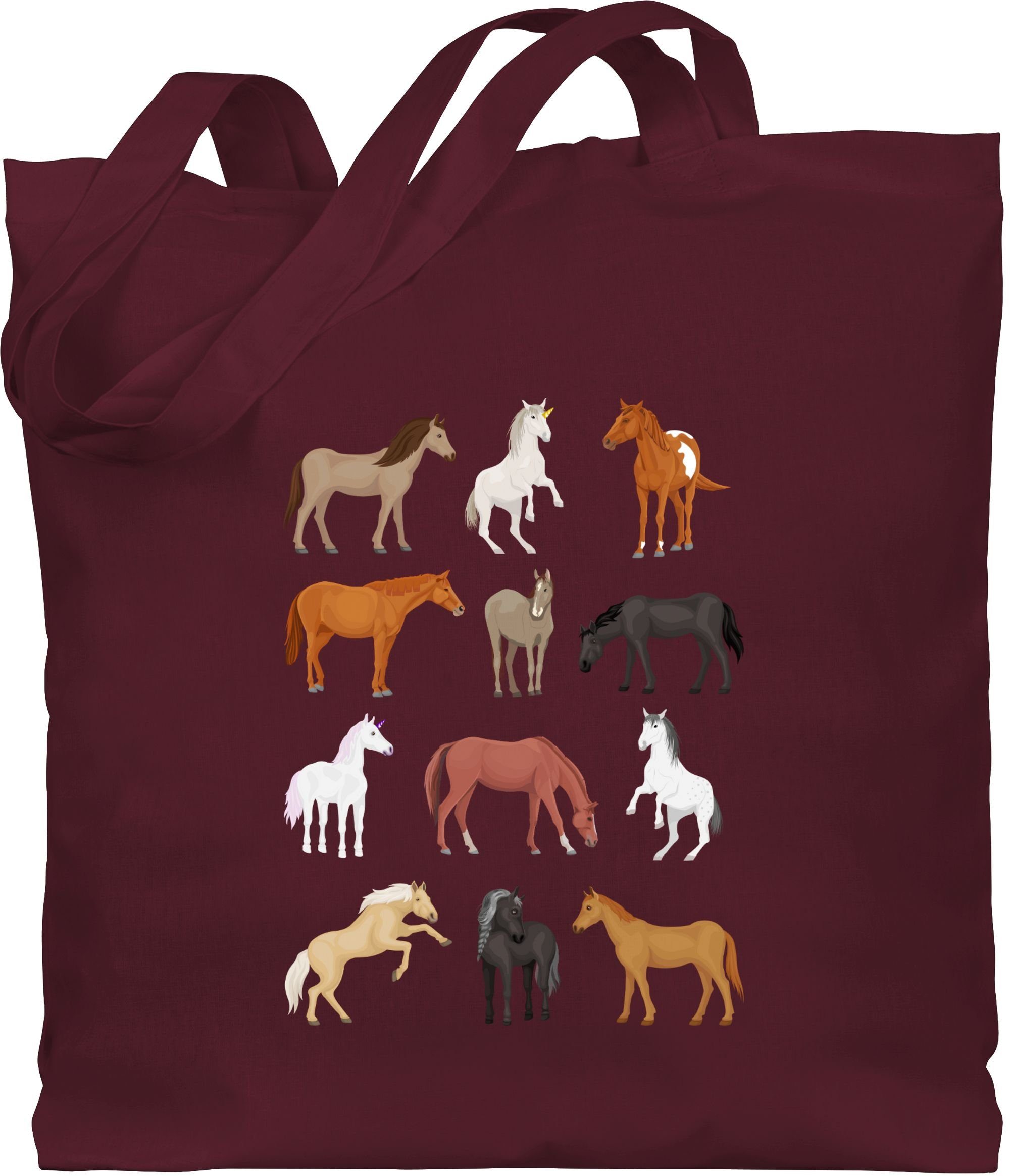 Shirtracer Umhängetasche Pferde Reihe, Tiermotiv Animal Print 2 Bordeauxrot