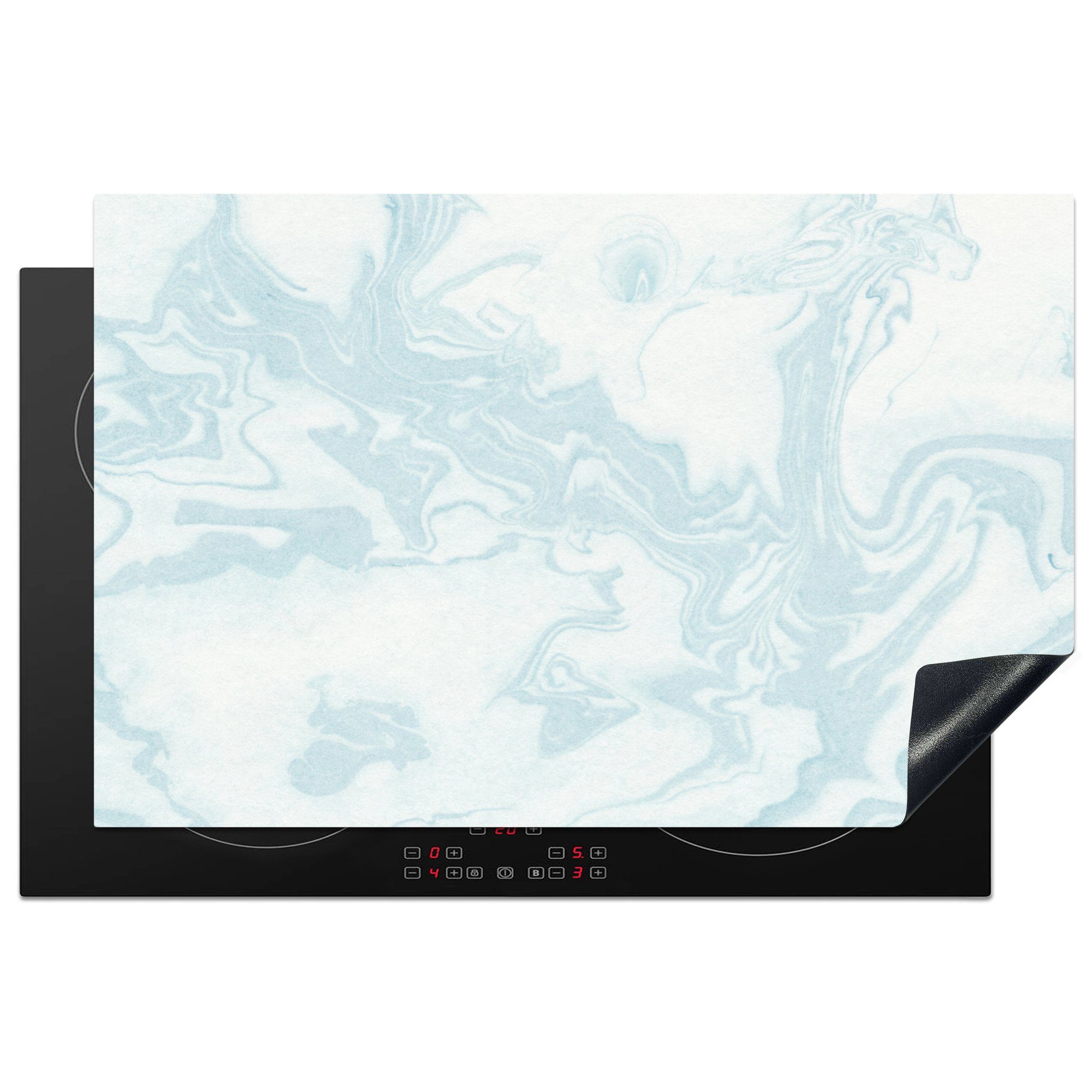 MuchoWow Herdblende-/Abdeckplatte Marmor - Blau - Muster, Vinyl, (1 tlg), 81x52 cm, Induktionskochfeld Schutz für die küche, Ceranfeldabdeckung