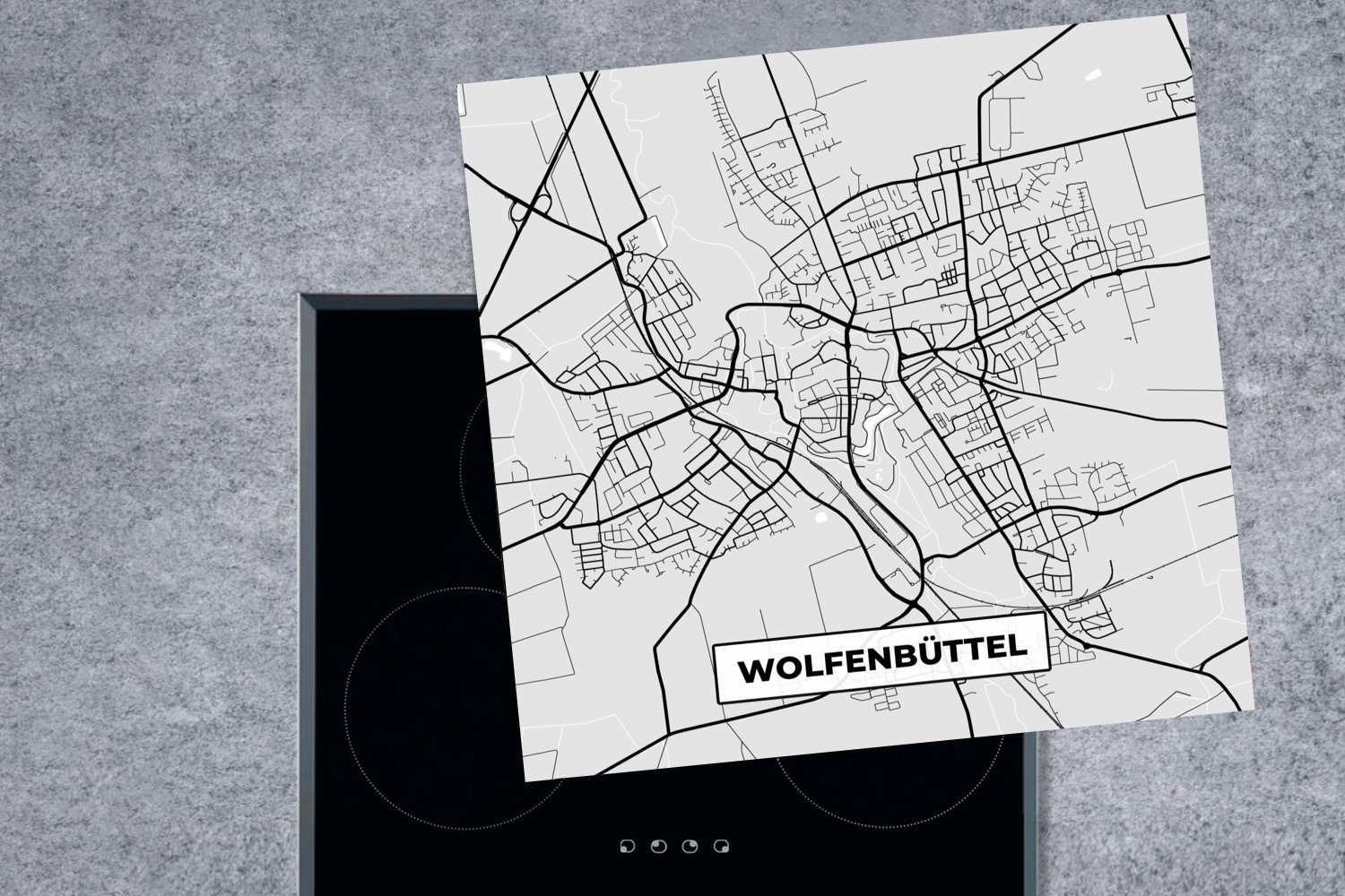 tlg), Wolfenbüttel für Stadtplan cm, Deutschland, Ceranfeldabdeckung, MuchoWow küche (1 Arbeitsplatte Vinyl, - 78x78 Karte - - Herdblende-/Abdeckplatte