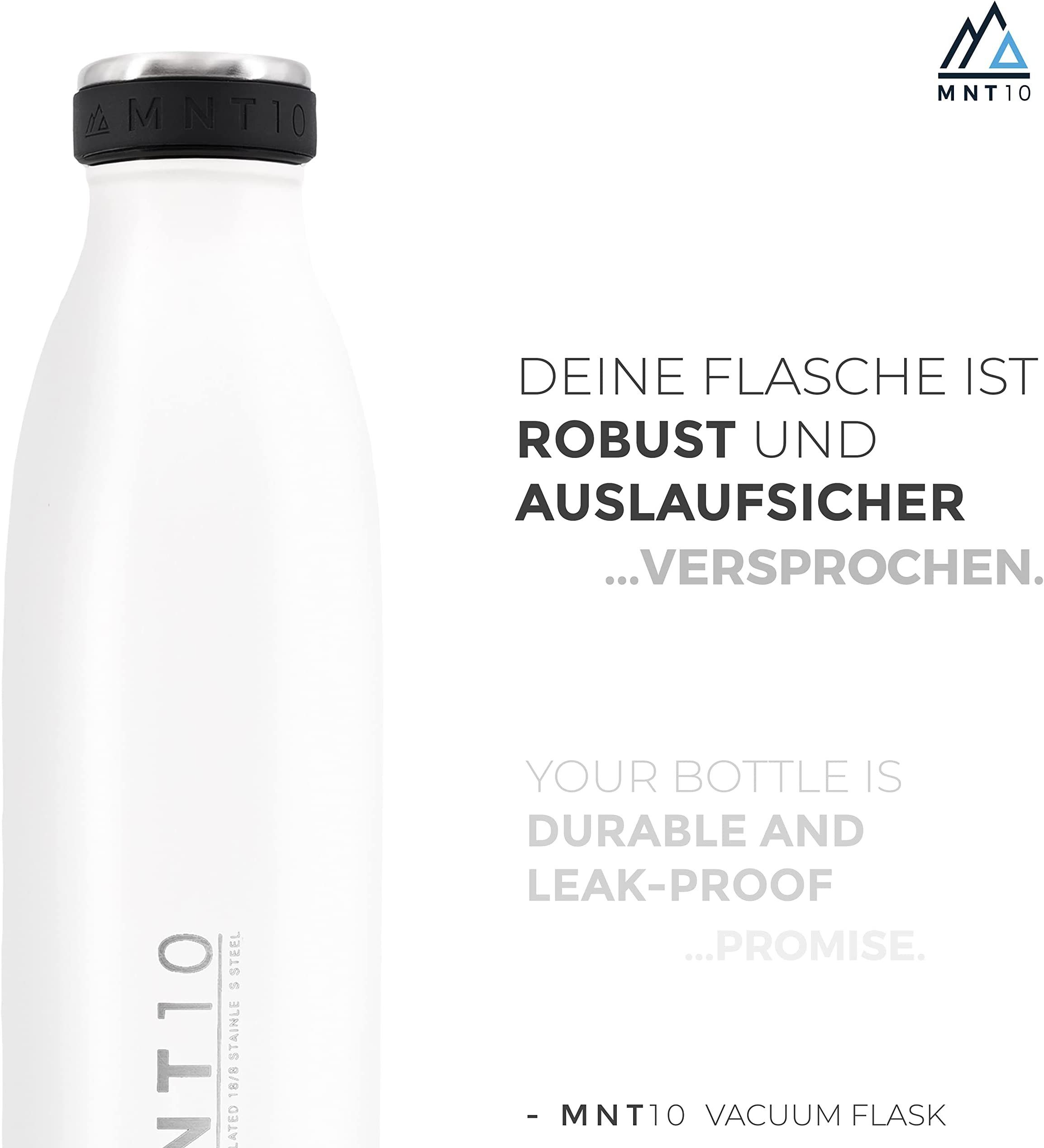 Trinkflasche Isolierte - MNT10 geeignet Auslaufsicher, Flasche kohlensäure Thermoflasche Weiß Edelstahl Thermoflasche, 500ml,750ml,1000ml -