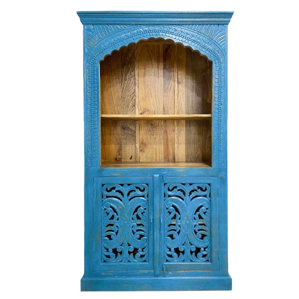 Oriental Galerie Mehrzweckschrank Blauer Schrank Laya Indien 180 cm