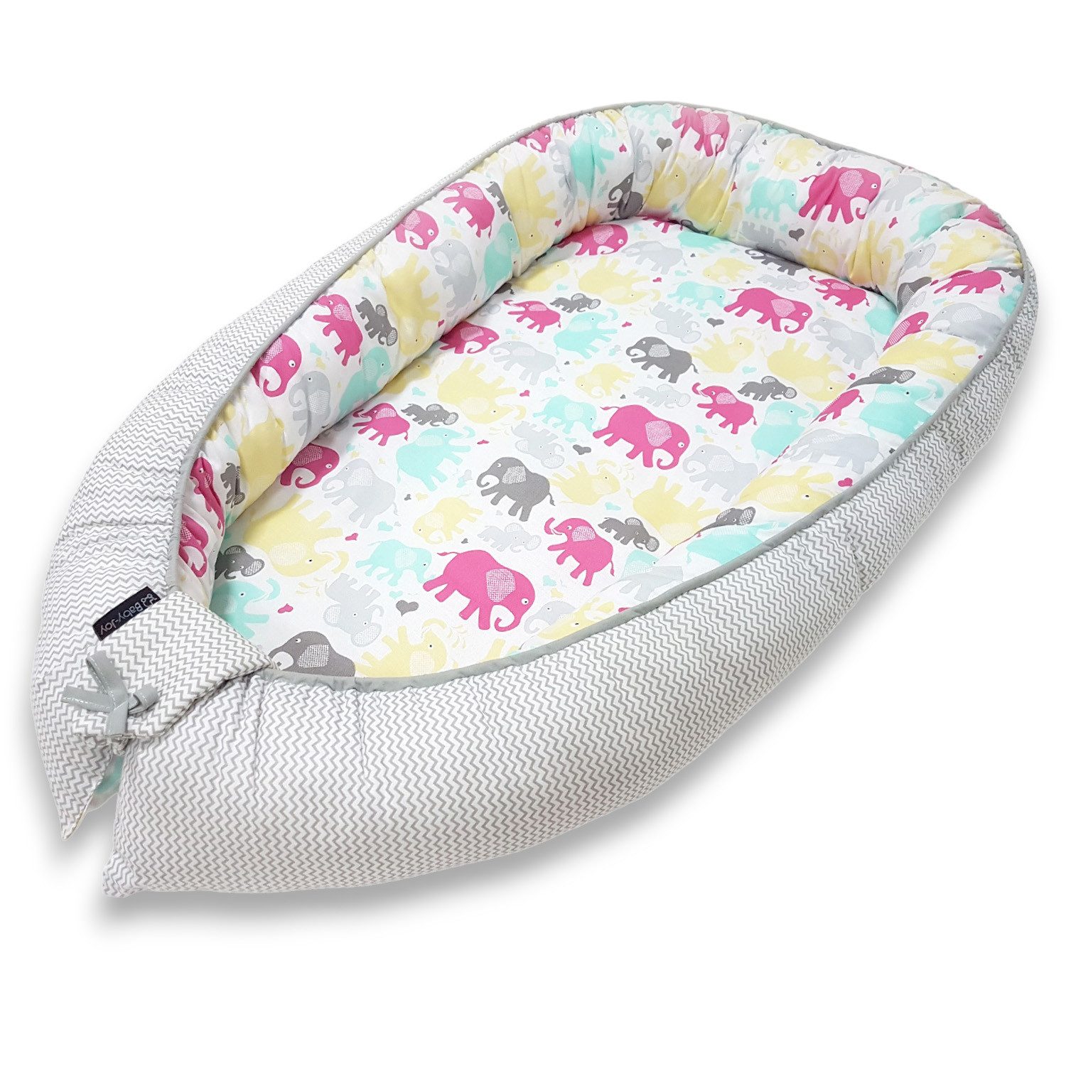 Baby-Joy Babyschlafsack Babynest Kokon ZICK ZACK Linie 100% Baumwolle (1 tlg), Atmungsaktiv, Kuschelweich, Hautverträglich