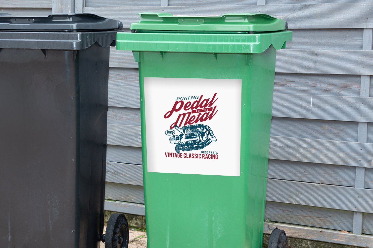 MuchoWow Wandsticker Fahrradpedale Mülleimer-aufkleber, - Container, Mülltonne, Sticker, Abfalbehälter Angebot St), - (1 Retro