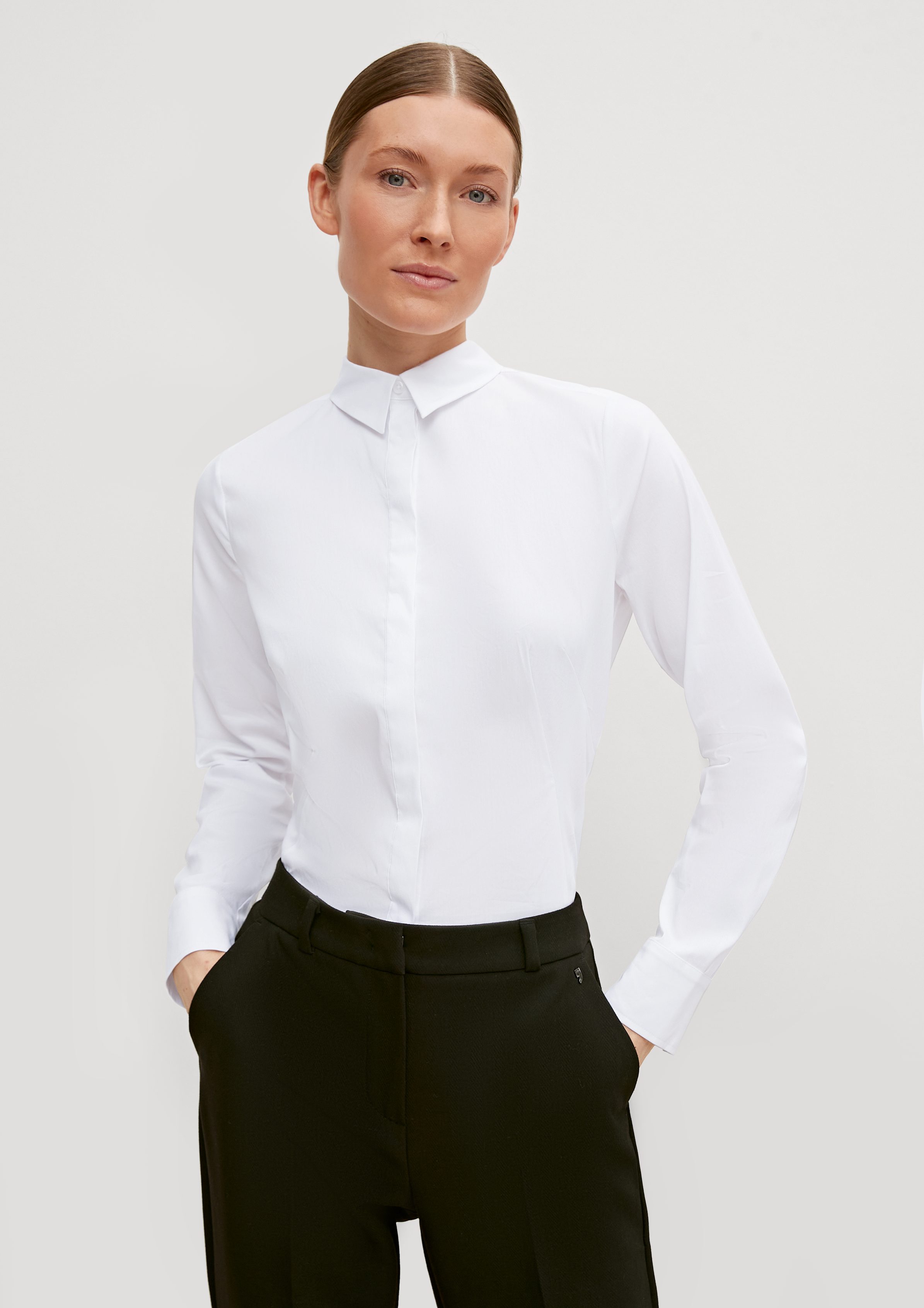 Langarmbluse Klassische Baumwollmix-Bluse